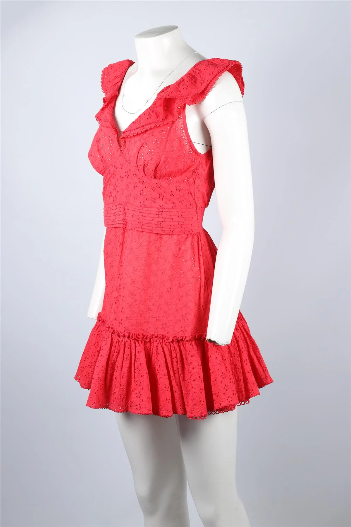 POUPETTE ST BARTH RED COTTON MINI DRESS SMALL - Image 3