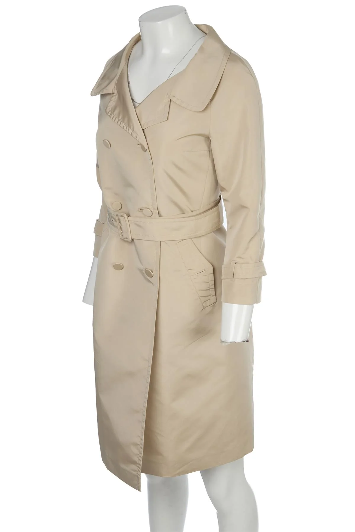 PRADA BEIGE SILK TRENCH COAT IT 38 UK 6 - Image 3