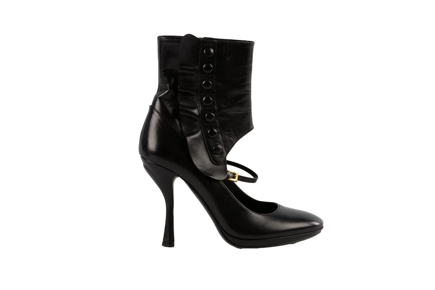 PRADA BLACK 2008 LEATHER ANKLE BOOTS EU 38 UK 5 US 8 - Image 2