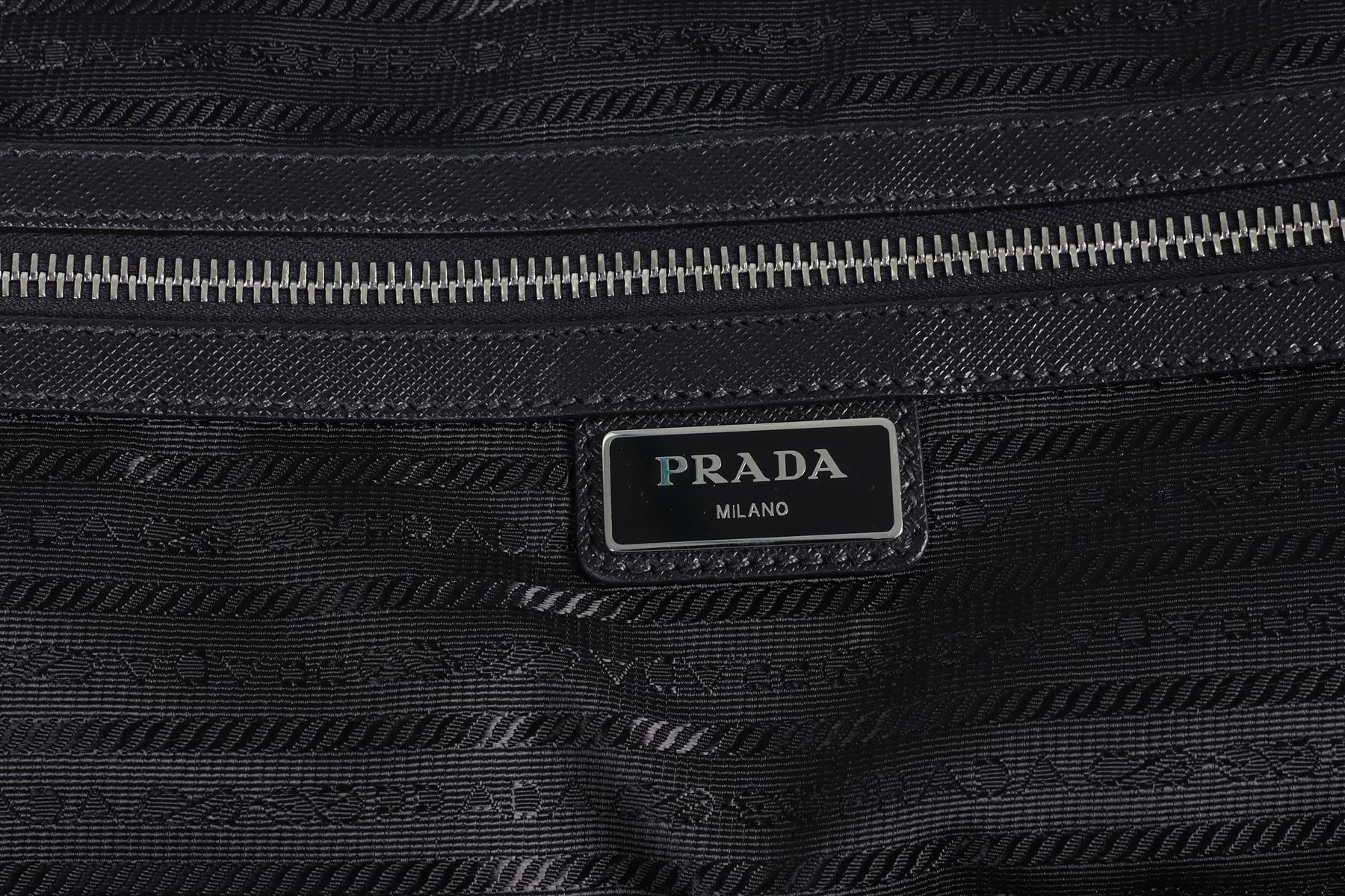 PRADA BLACK 70CM RE-NYLON AND SAFFIANO LEATHER SUITCASE - Image 10