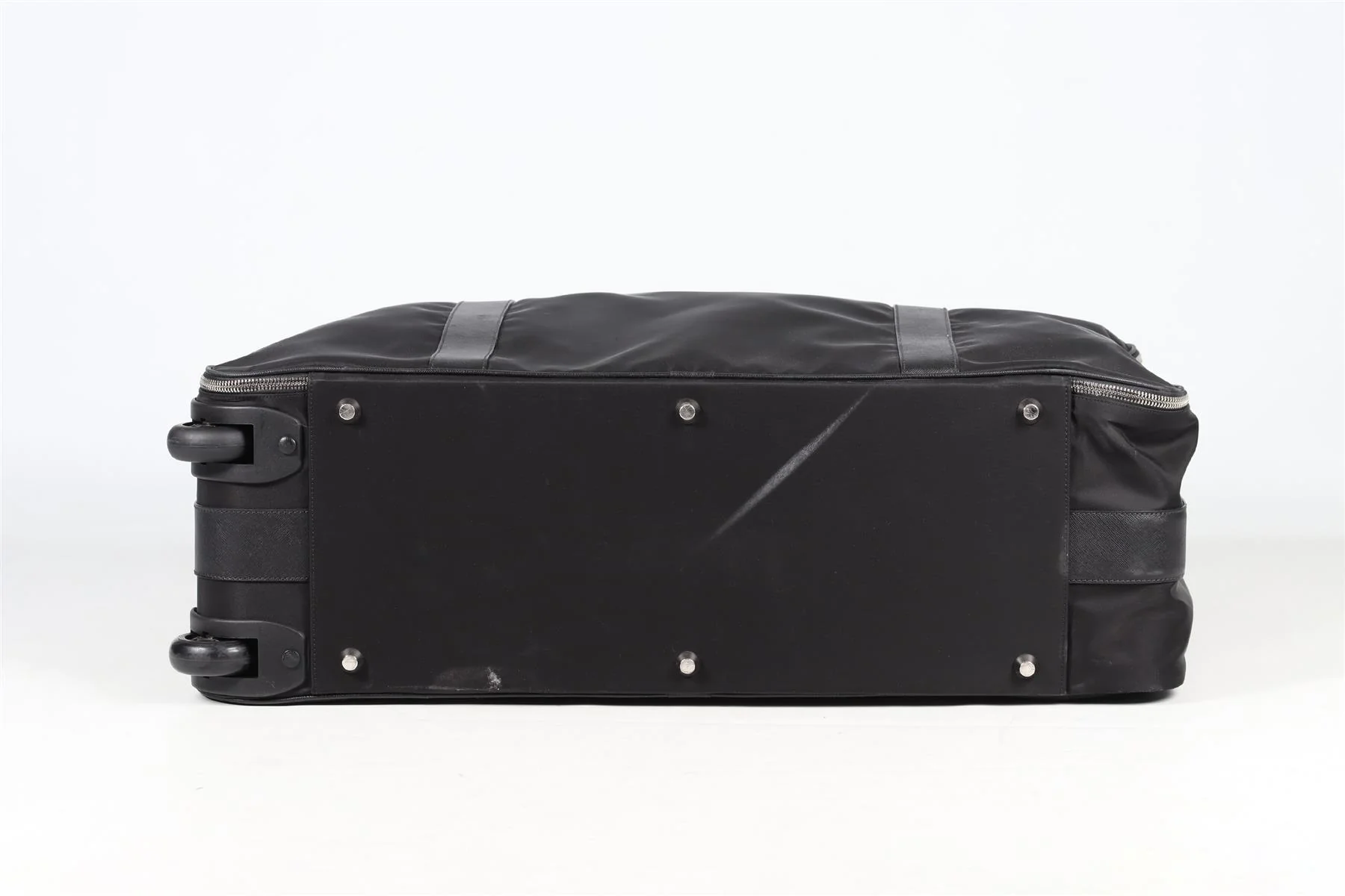 PRADA BLACK 70CM RE-NYLON AND SAFFIANO LEATHER SUITCASE - Image 7