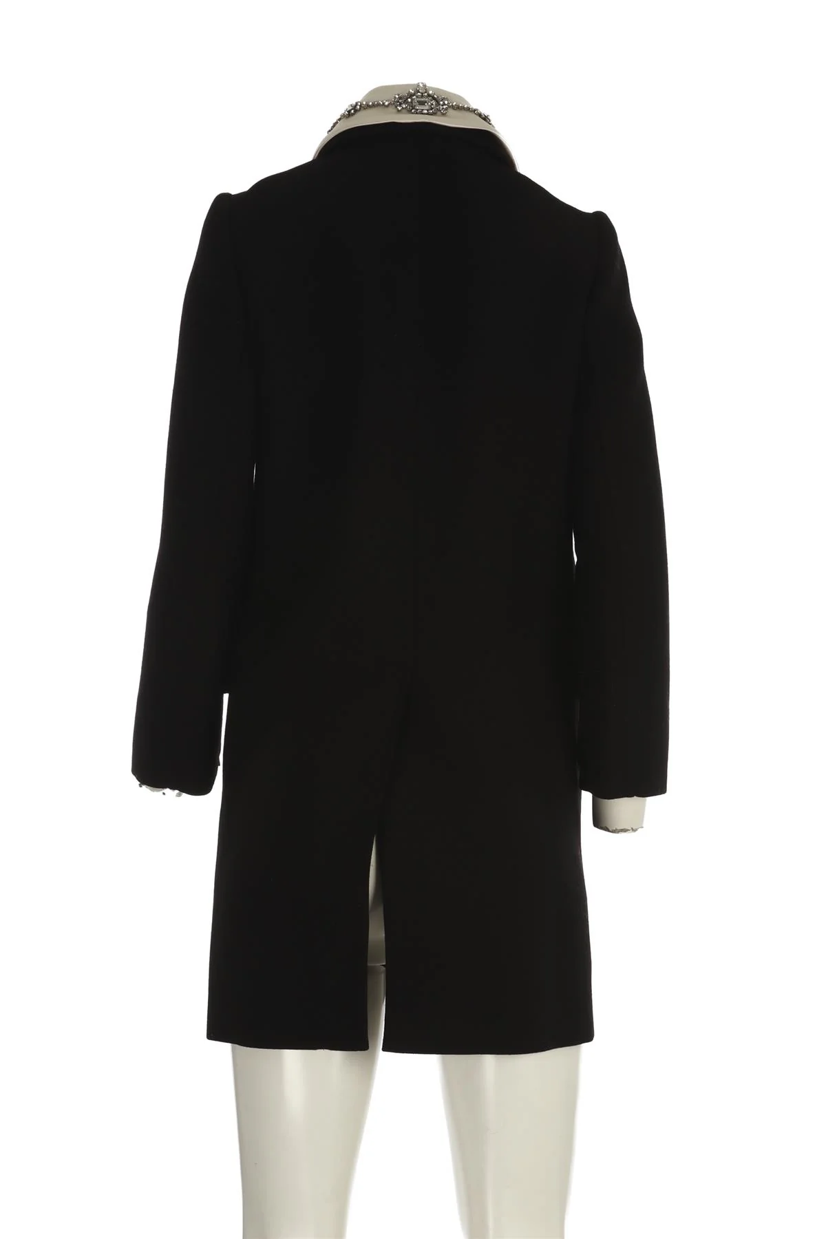 PRADA BLACK COAT WITH JEWELLED COLLAR IT 40 UK 8 - Image 4