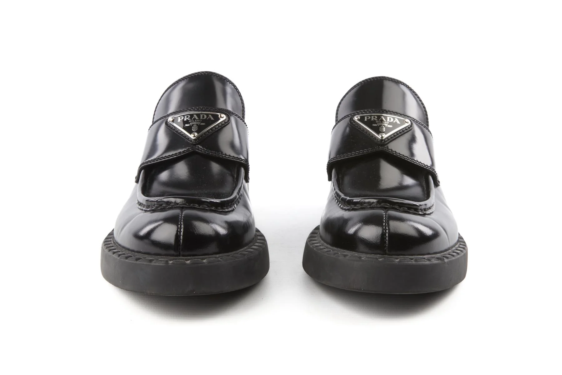 PRADA BLACK LEATHER LOAFERS EU 37.5 UK 4.5 US 7.5 - Image 3