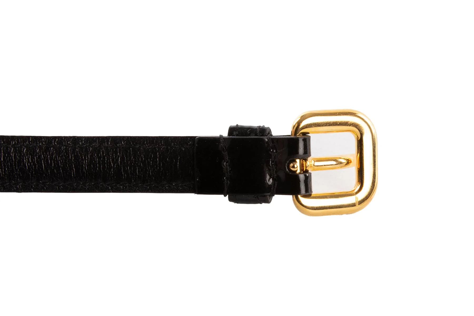PRADA BLACK PATENT LEATHER WAIST BELT 80CM - Image 4