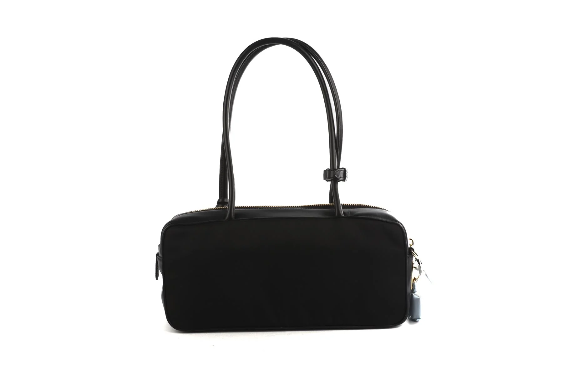 PRADA BLACK RE-NYLON LEATHER AND NYLON SHOULDER BAG - Image 6