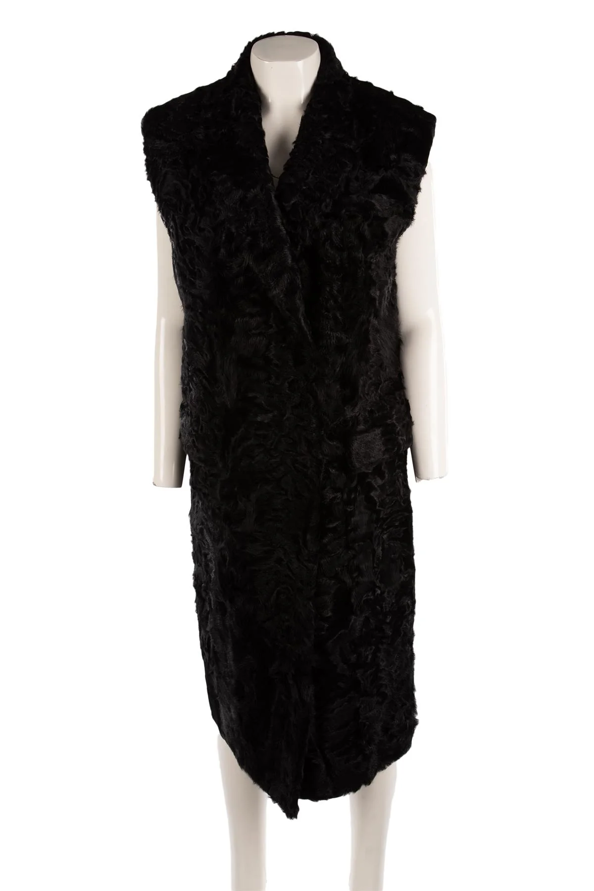 PRADA BLACK SHEARLING GILET IT 38 UK 6 - Image 2