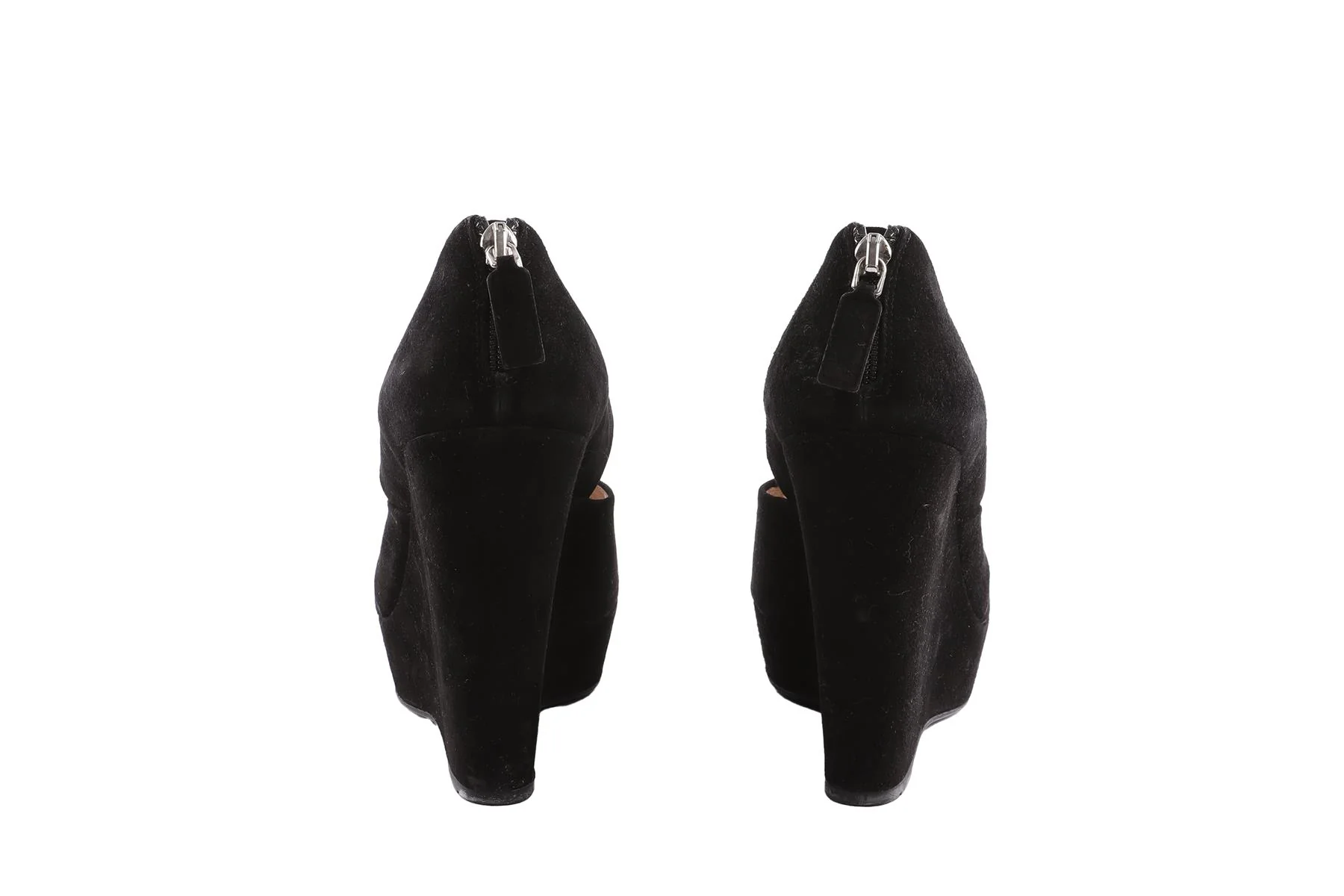 PRADA BLACK SUEDE WEDGE SANDALS EU 38 - Image 5
