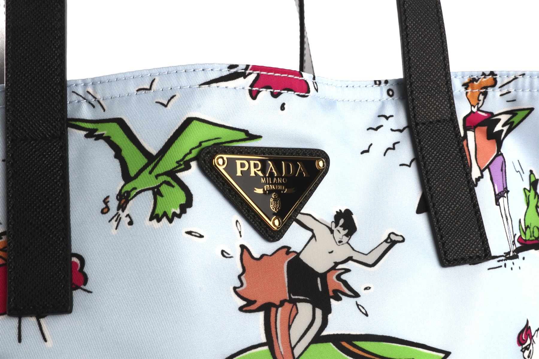 PRADA BLUE SURF NYLON TOTE BAG - Image 8