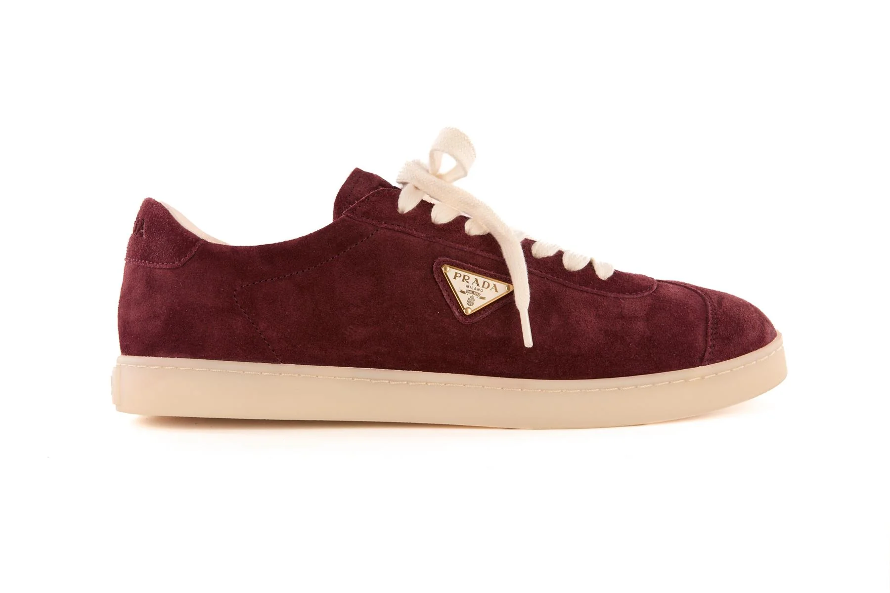 PRADA BURGUNDY MEN'S LANE SUEDE SNEAKERS EU 43.5 UK 9.5 US 10.5 - Image 2