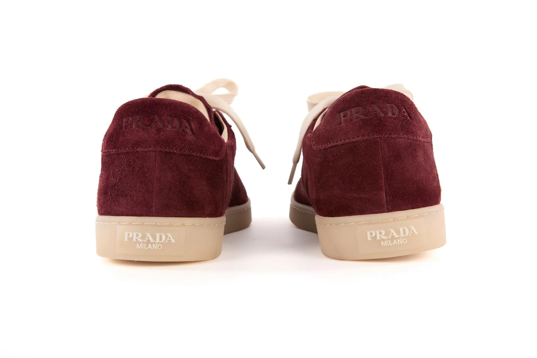 PRADA BURGUNDY MEN'S LANE SUEDE SNEAKERS EU 43.5 UK 9.5 US 10.5 - Image 5