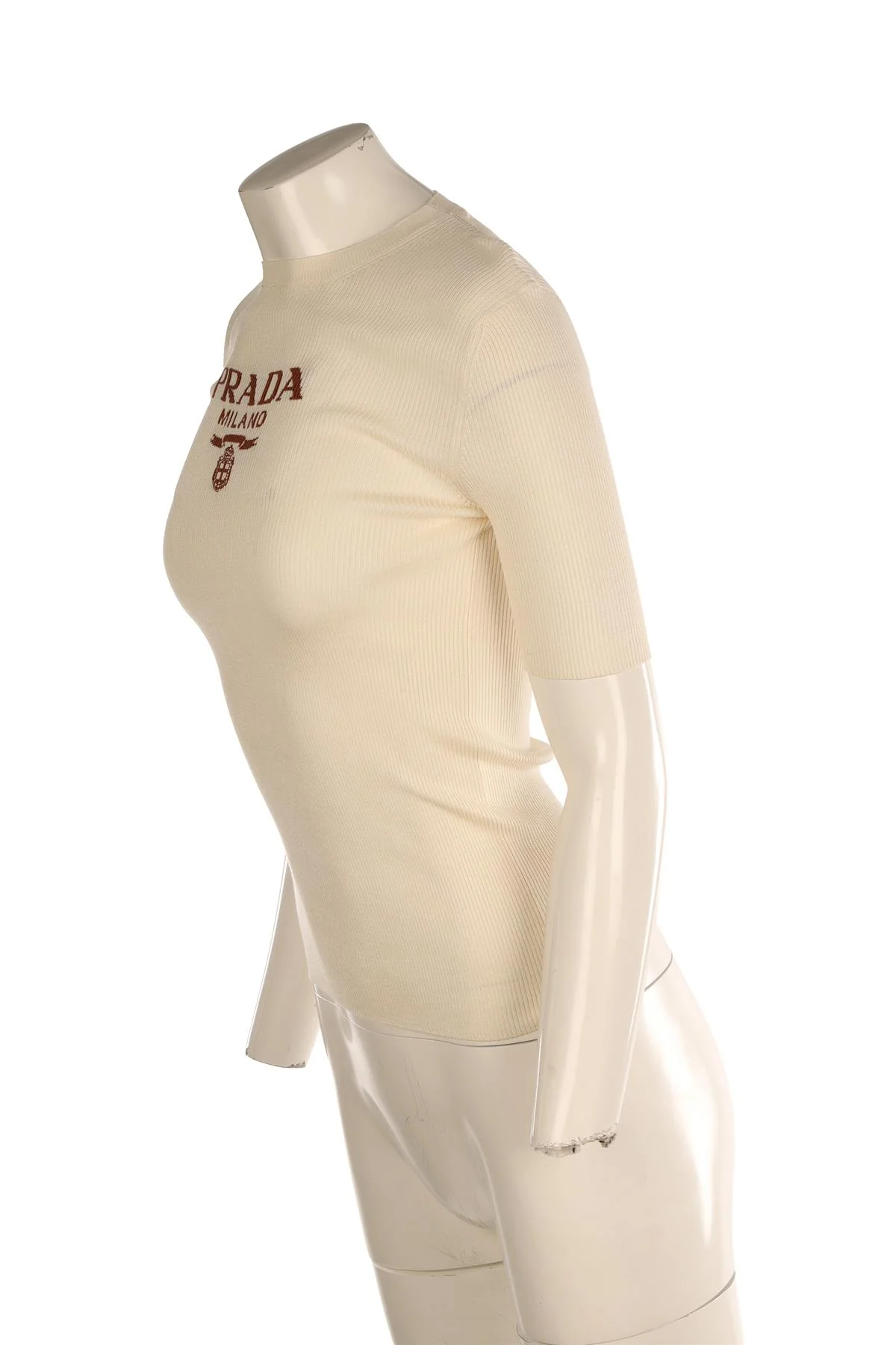 PRADA CREAM KNIT TOP MEDIUM - Image 3