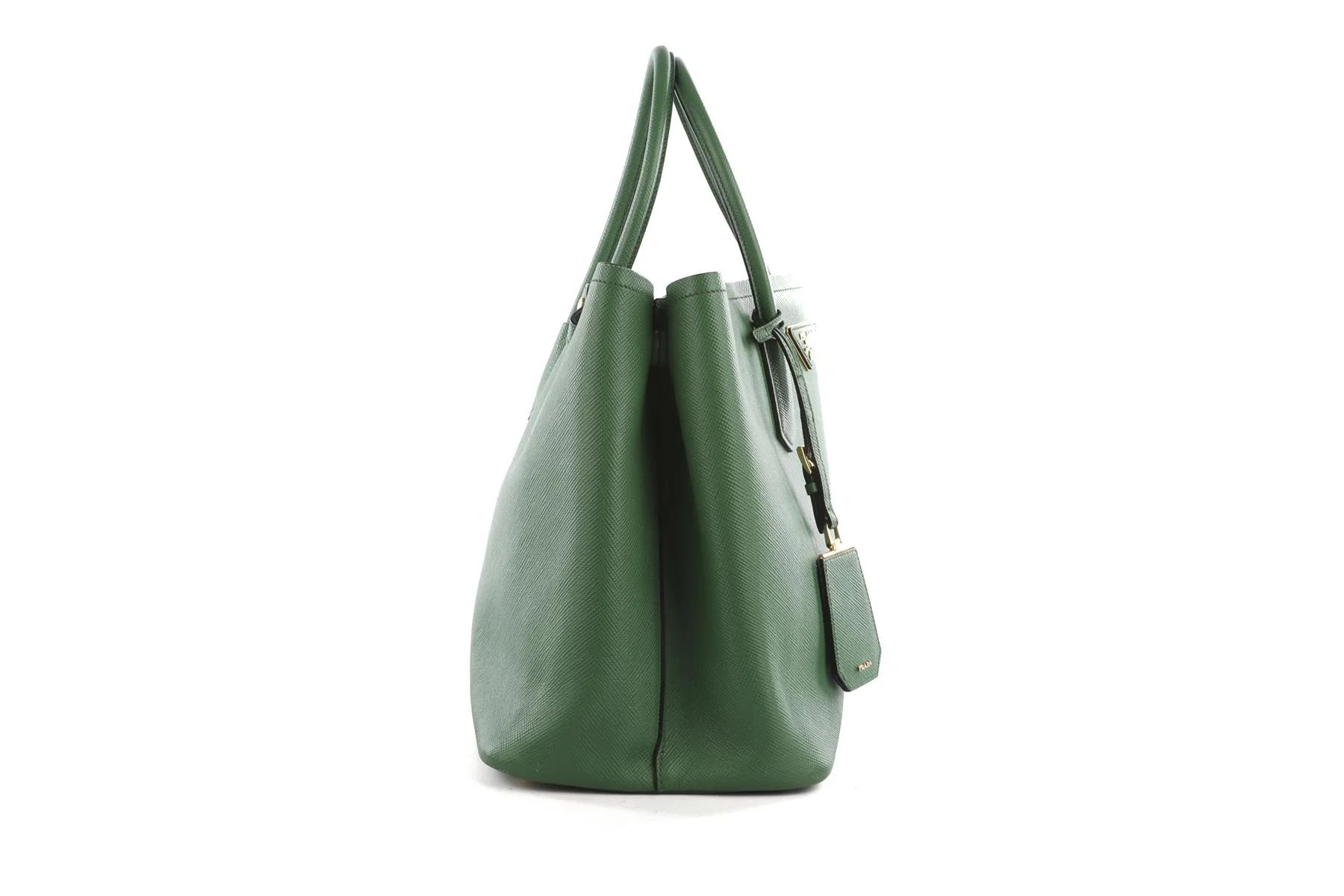 PRADA GREEN DOUBLE MEDIUM SAFFIANO LEATHER TOTE BAG - Image 4