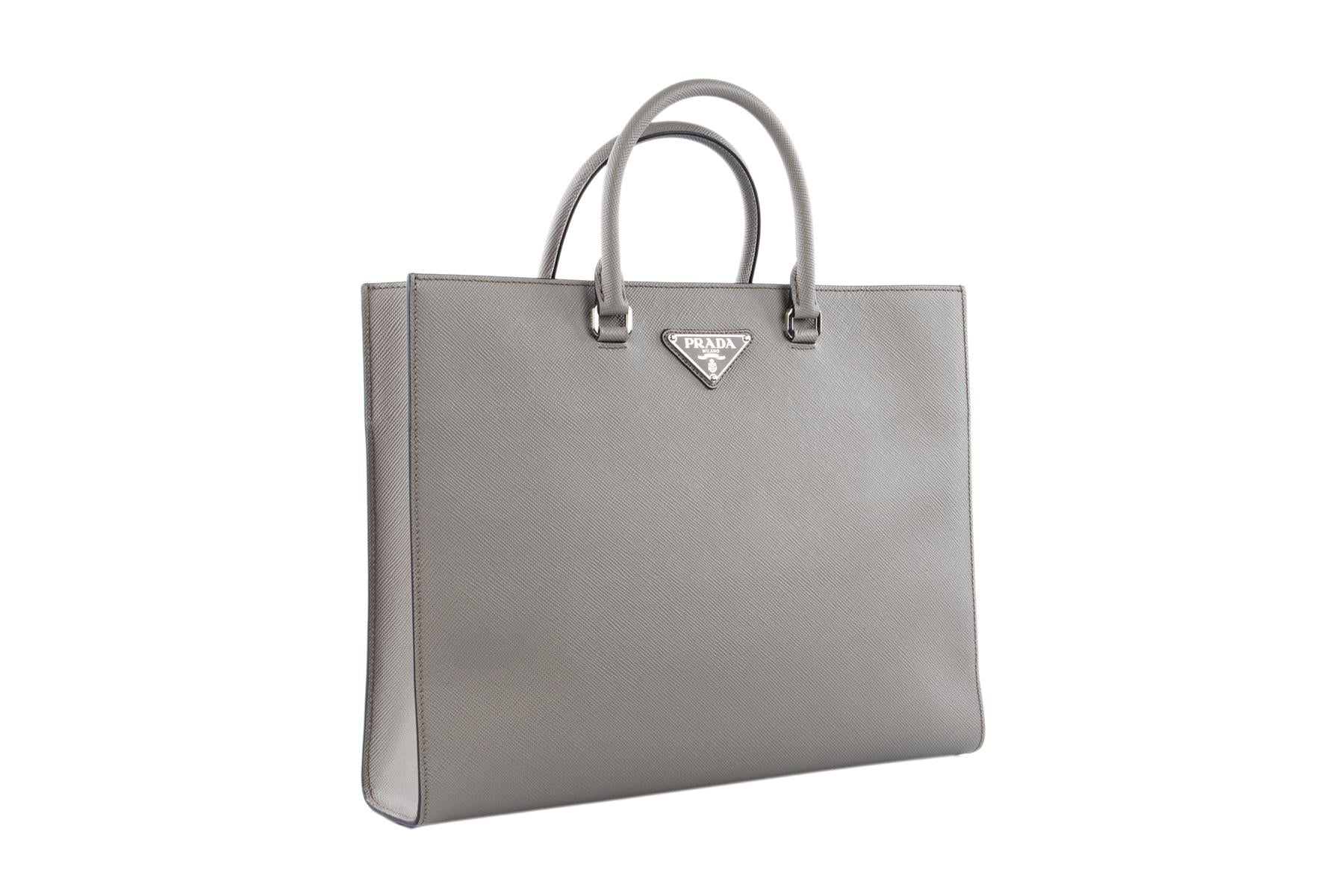 PRADA GREY SAFFIANO LEATHER TOTE BAG - Image 3
