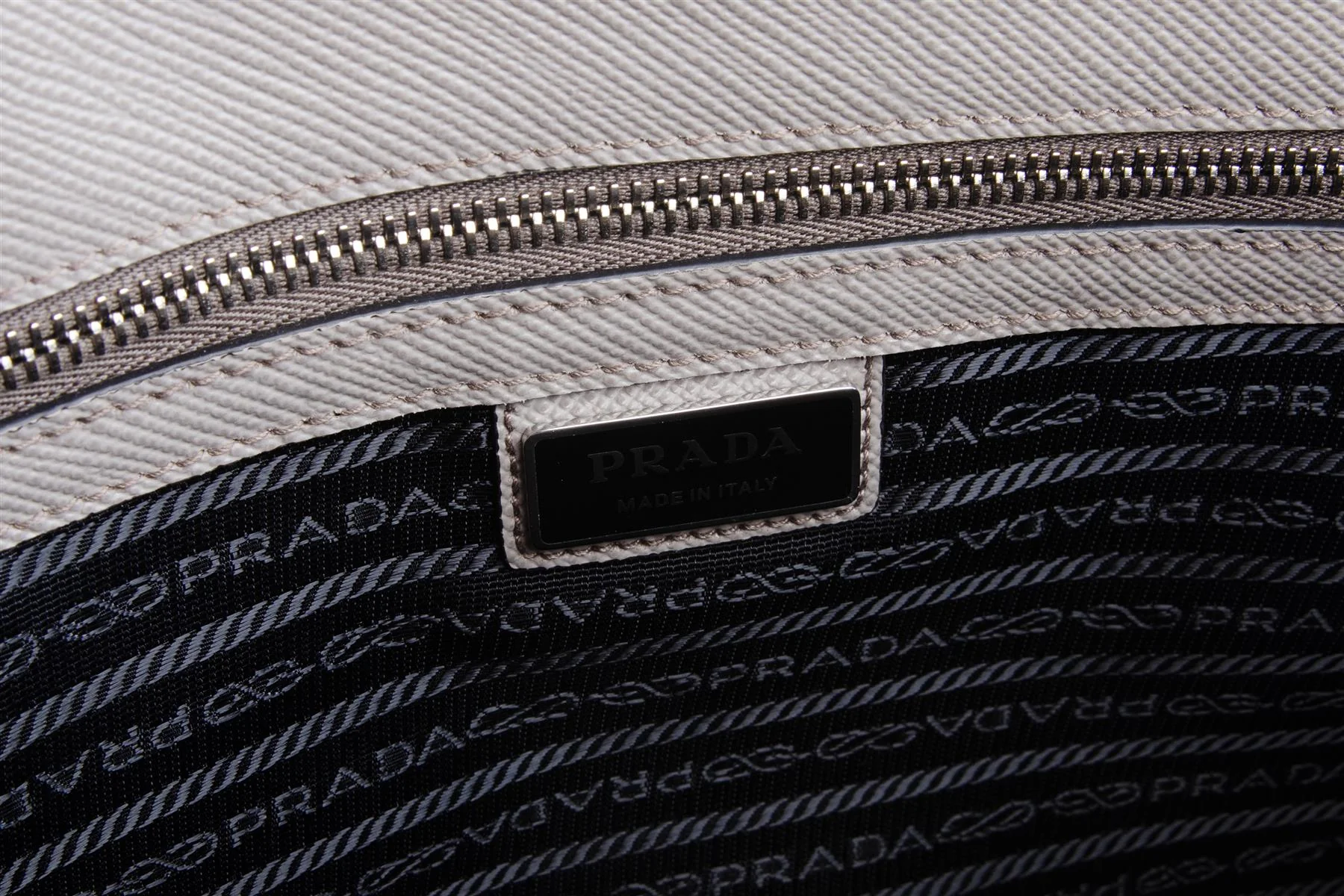 PRADA GREY SAFFIANO LEATHER TOTE BAG - Image 9