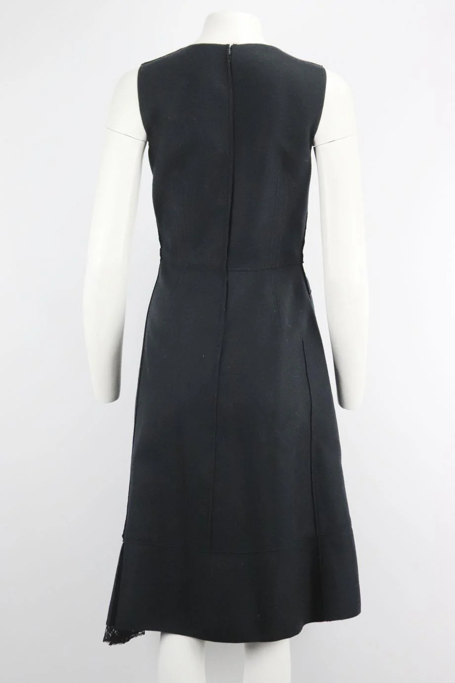 PRADA LACE TRIMMED EMBELLISHED WOOL BLEND DRESS IT 42 UK 10 - Image 4