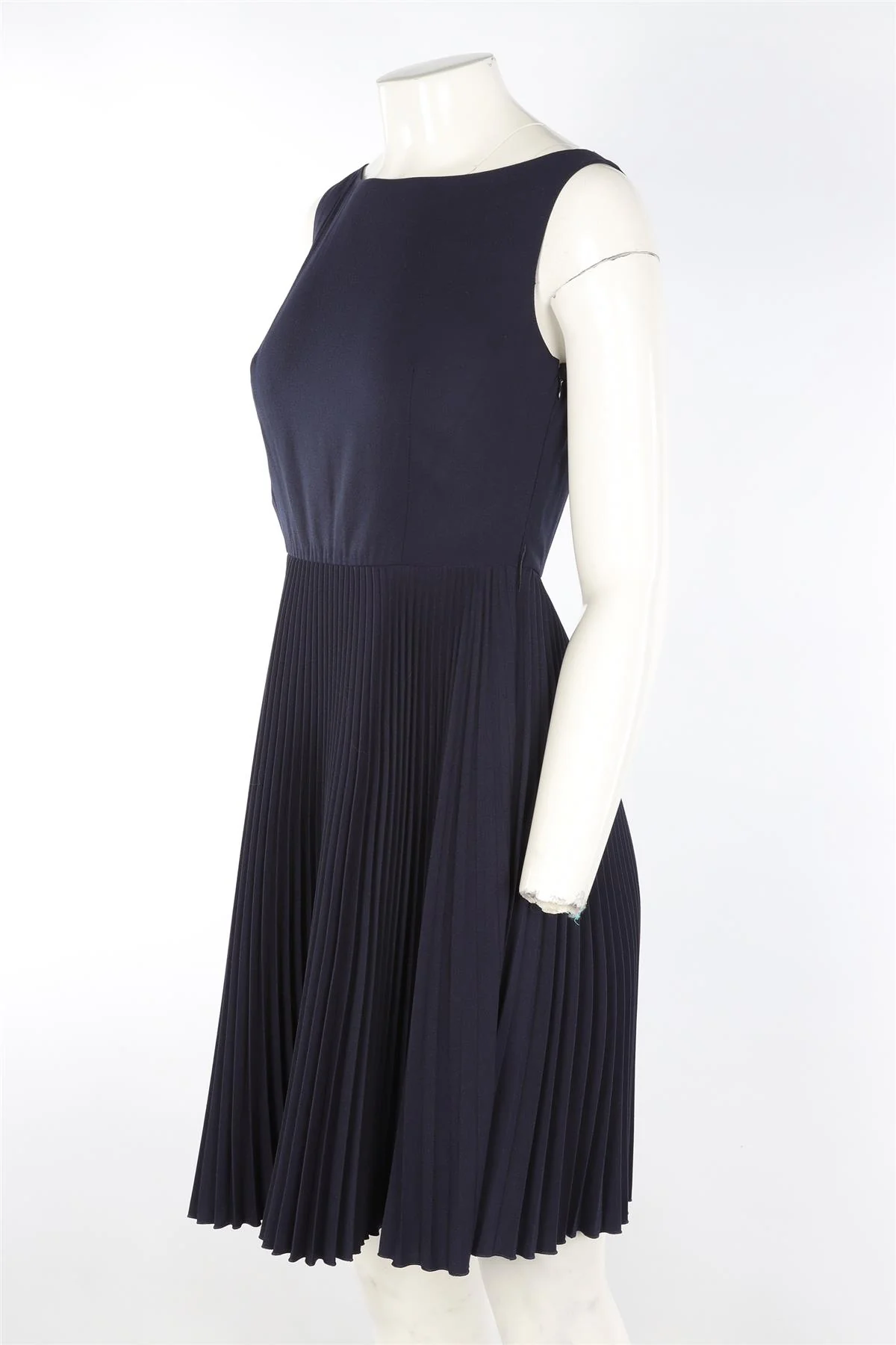 PRADA NAVY CREPE MIDI DRESS IT 40 UK 8 - Image 3
