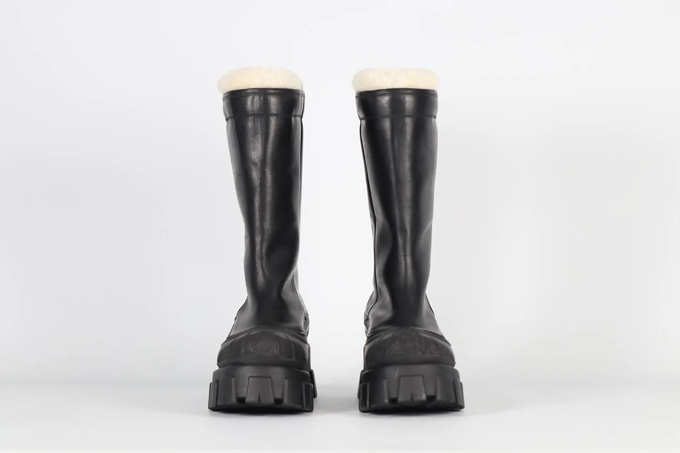 PRADA SHEARLING AND LEATHER KNEE HIGH BOOTS EU 37-38 UK 4-5 US 7-8 - Image 3