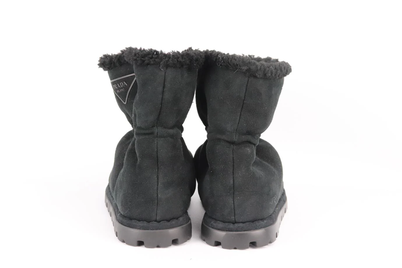 PRADA SHEARLING LINED SUEDE ANKLE BOOTS EU3 8 UK 5 US 8 - Image 4
