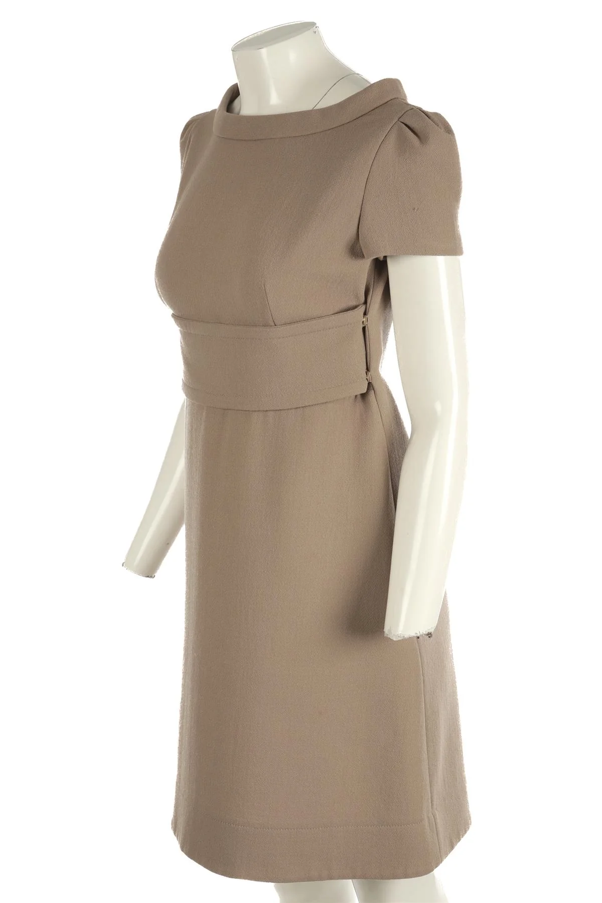 PRADA TAUPE WOOL MIDI DRESS IT 42 UK 10 - Image 3