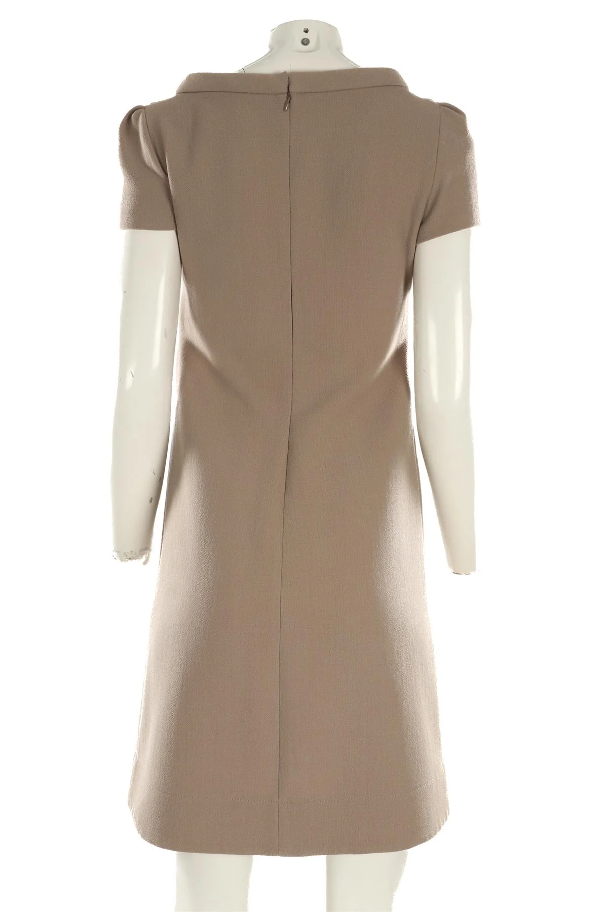 PRADA TAUPE WOOL MIDI DRESS IT 42 UK 10 - Image 4