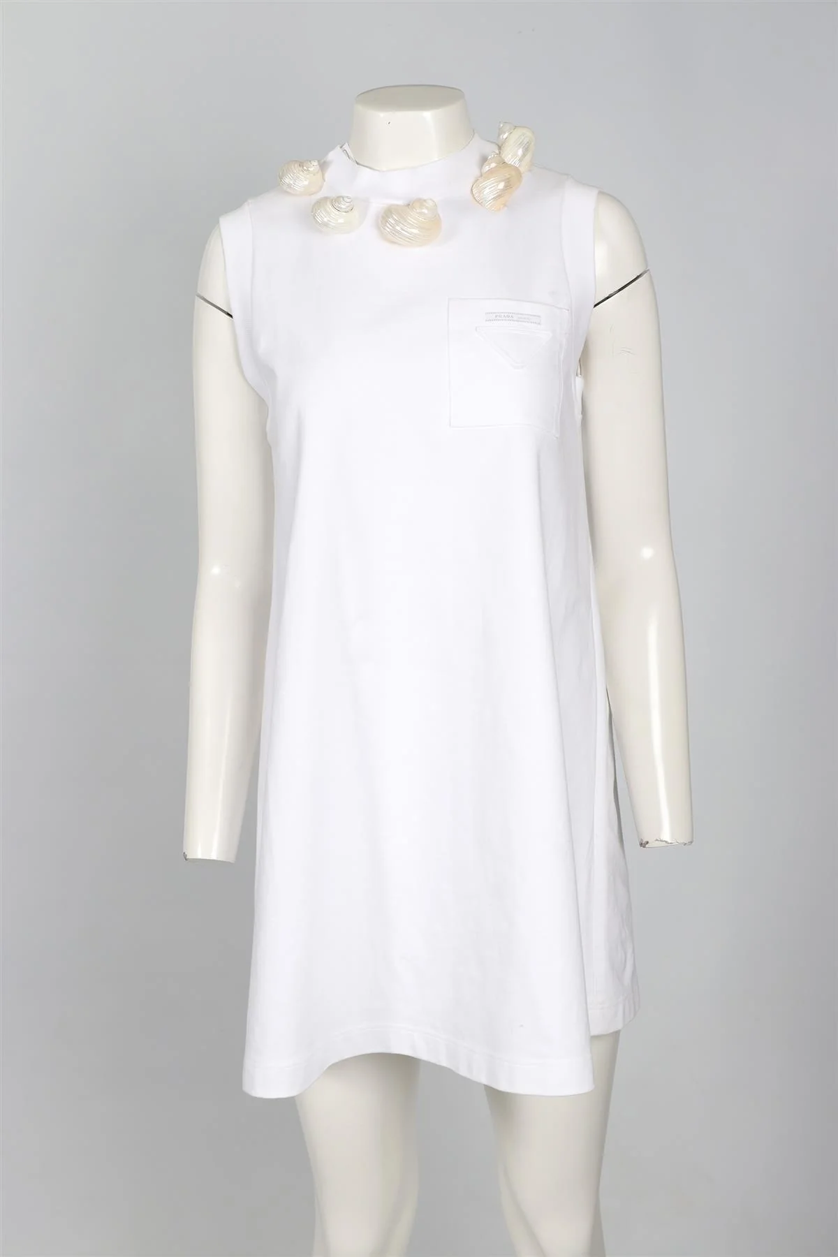 PRADA WHITE 2019 COTTON MINI DRESS IT 38 UK 6 - Image 6