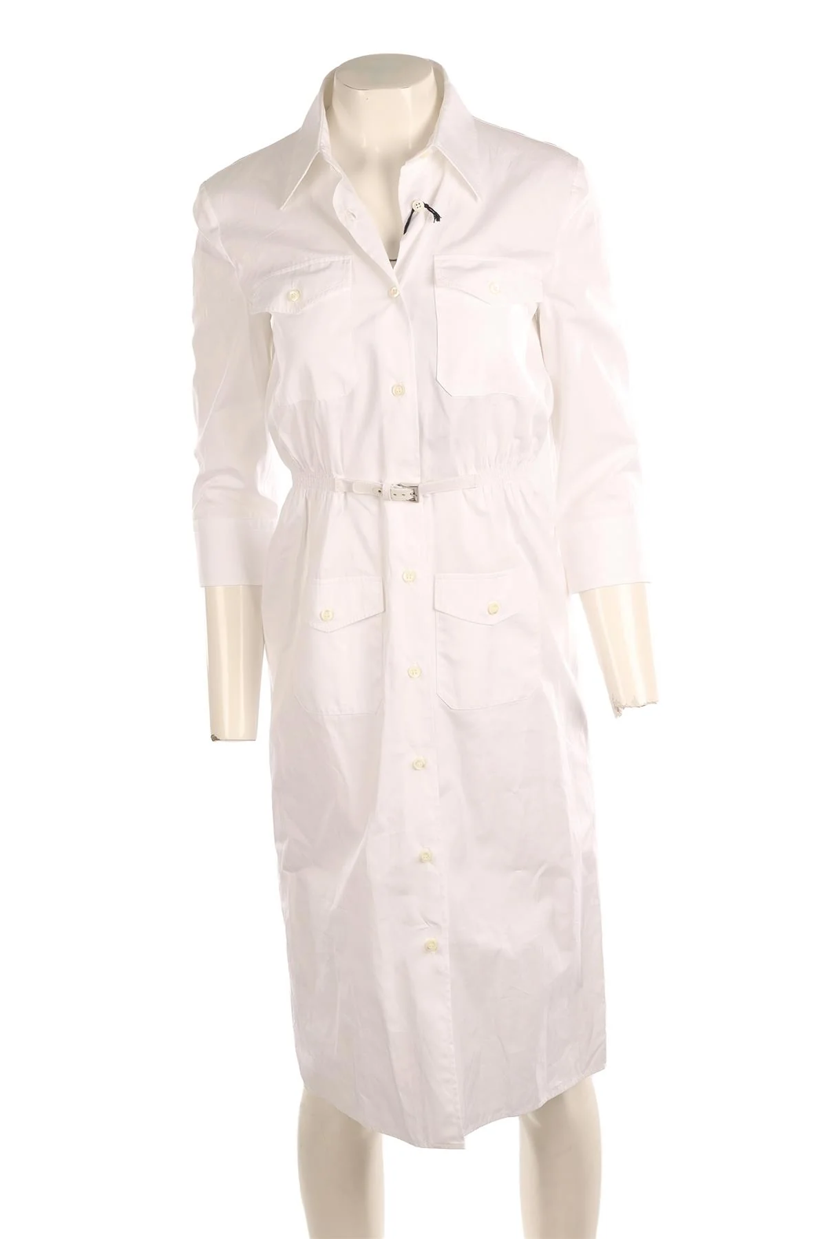 PRADA WHITE COTTON MIDI DRESS IT 38 UK 6 - Image 2