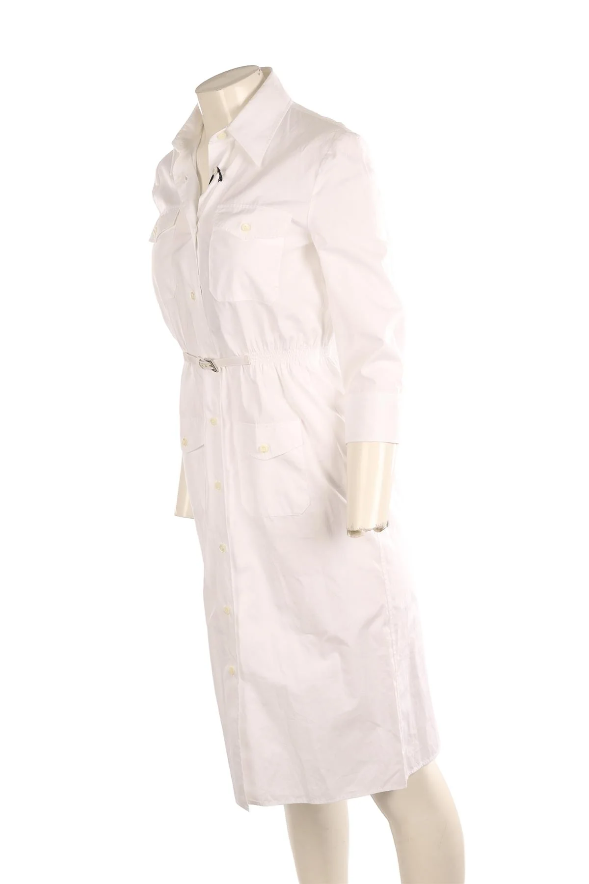 PRADA WHITE COTTON MIDI DRESS IT 38 UK 6 - Image 3