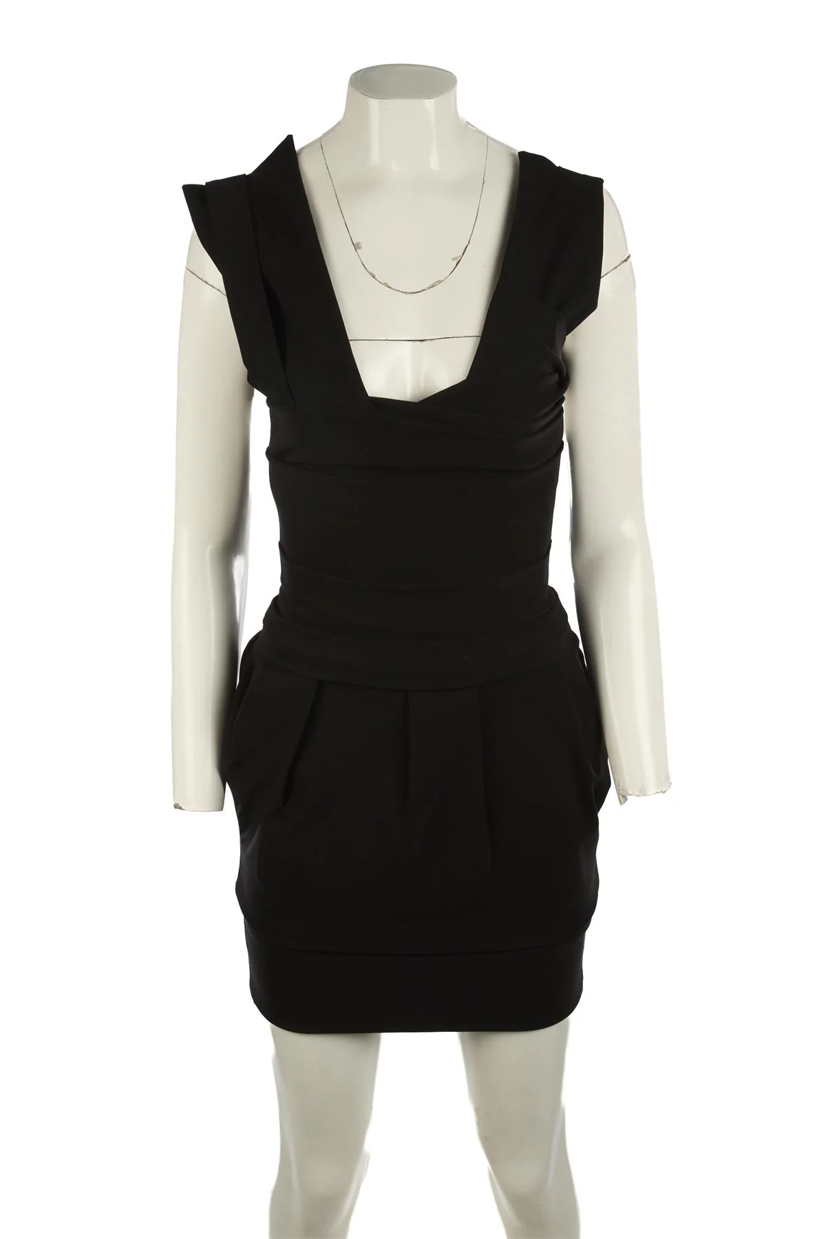 PREEN BY THORNTON BREGAZZI BLACK CREPE MINI DRESS MEDIUM - Image 2