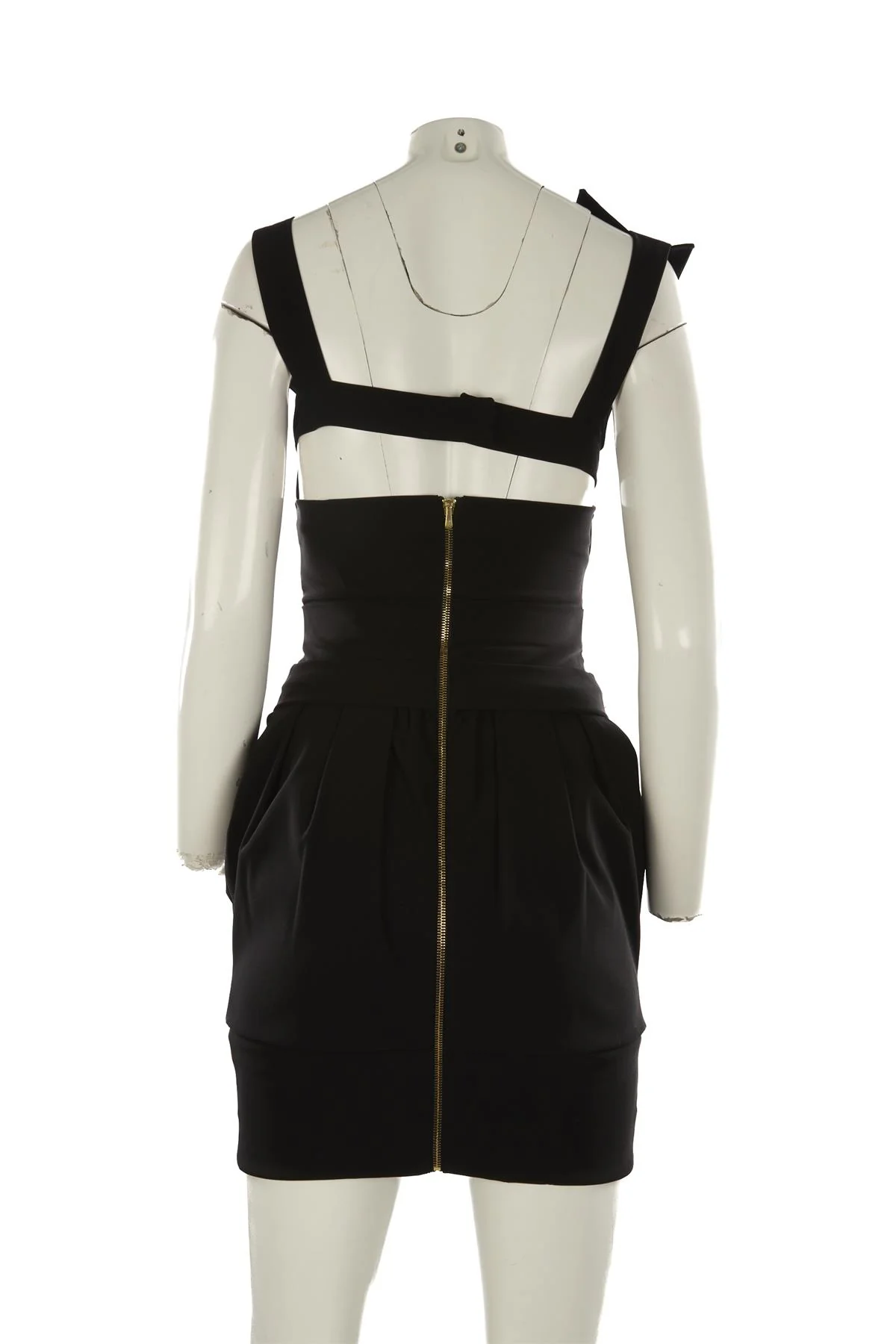PREEN BY THORNTON BREGAZZI BLACK CREPE MINI DRESS MEDIUM - Image 4