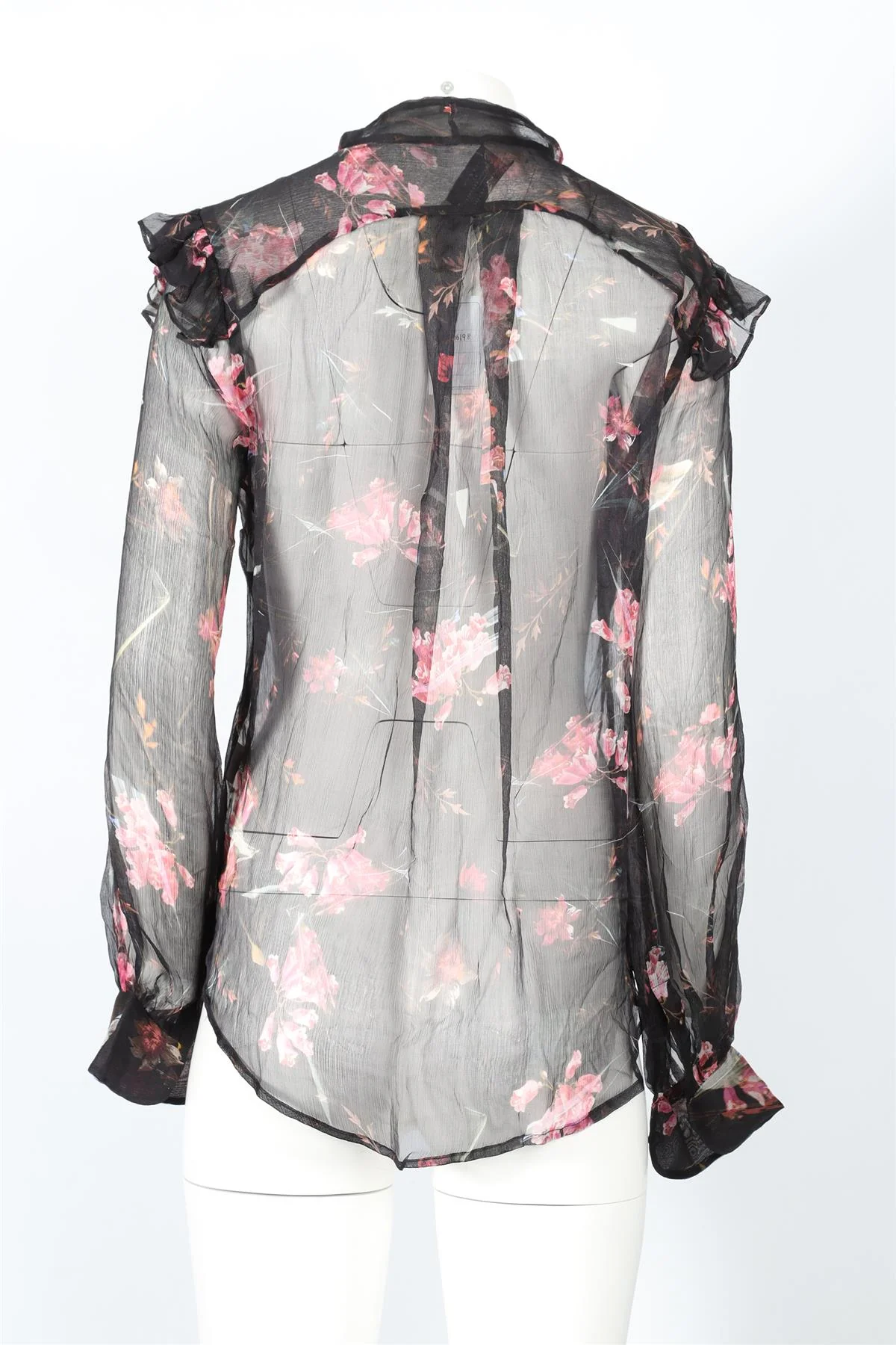 PREEN BY THORNTON BREGAZZI BLACK FLORAL PRINT SILK BLEND TOP LARGE - Image 4