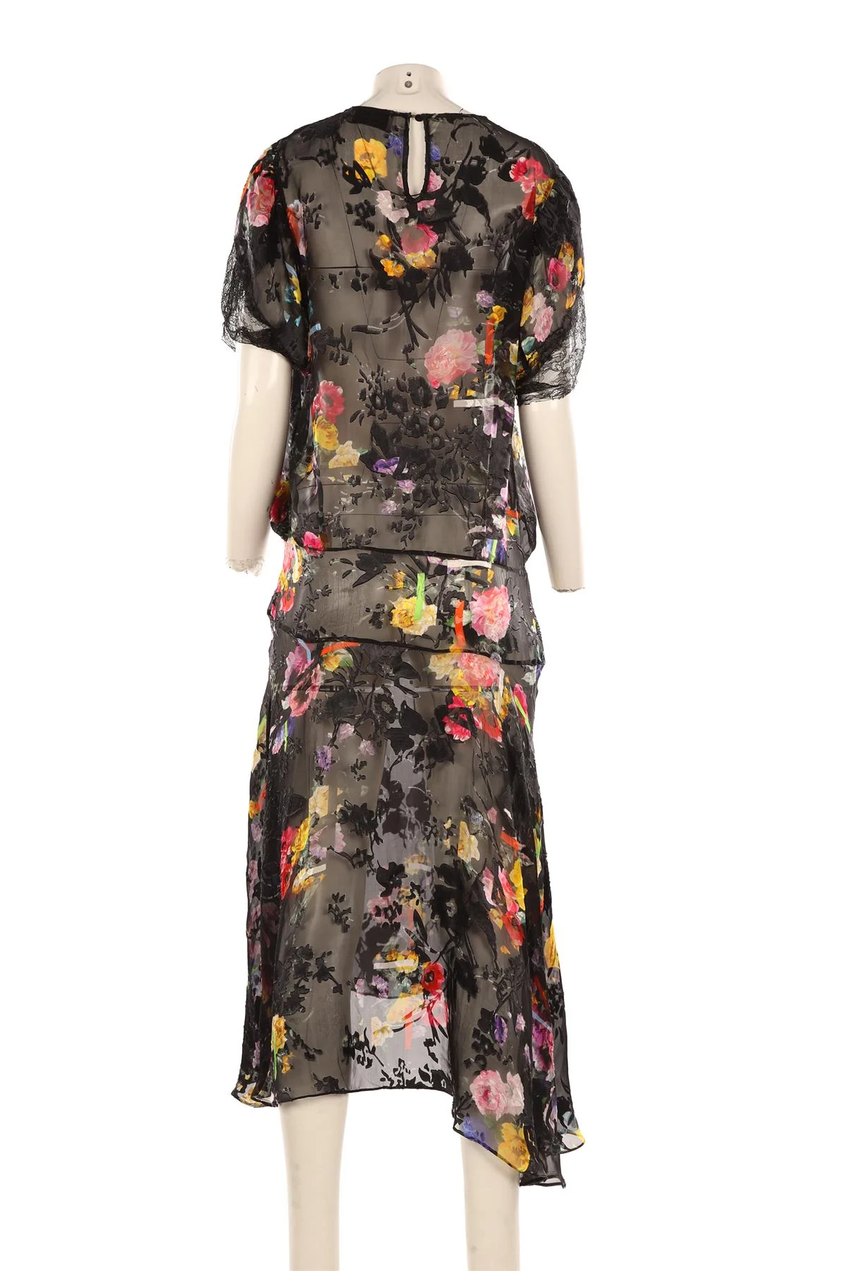 PREEN BY THORNTON BREGAZZI BLACK SILK MAXI DRESS MEDIUM - Image 4