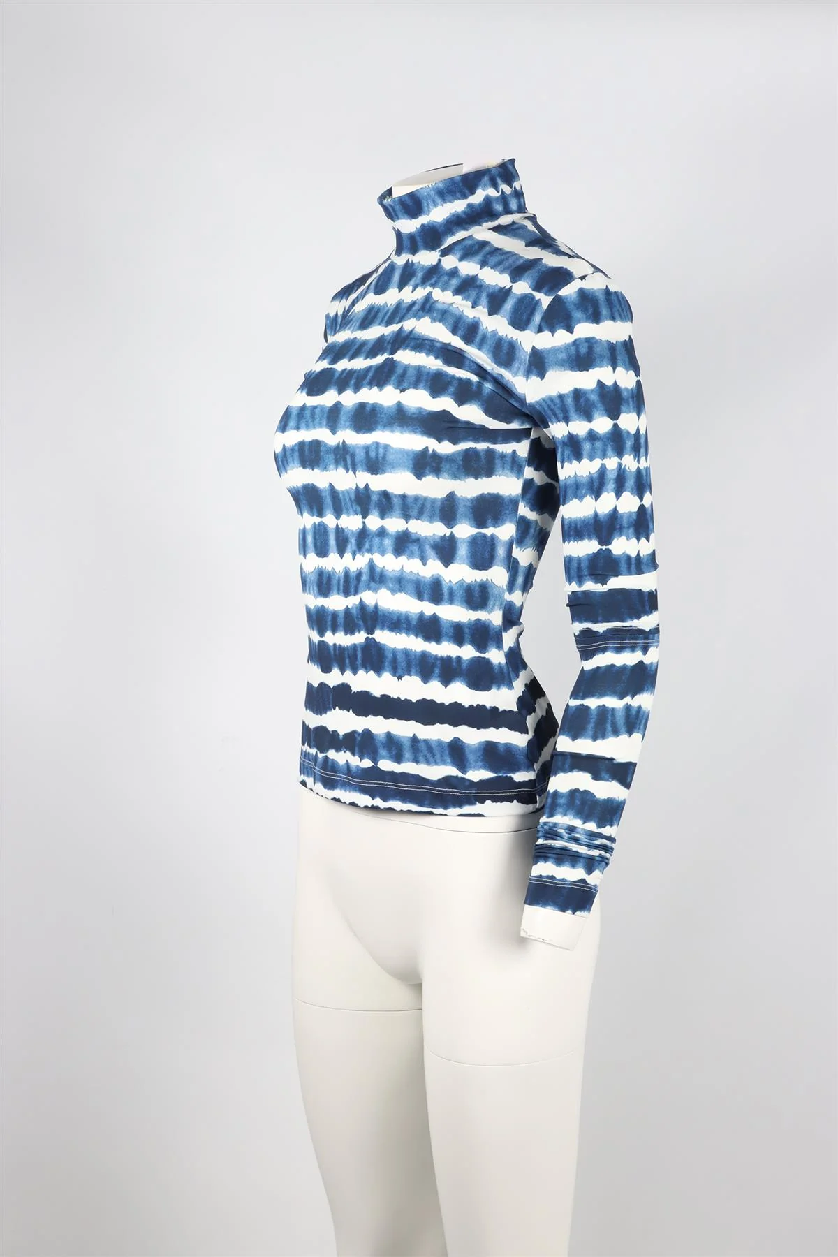 PREEN BY THORNTON BREGAZZI BLUE AND WHITE TIE DYED JERSEY TOP SMALL - Image 3