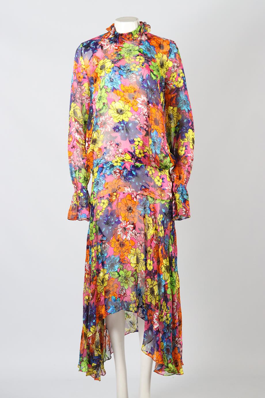 PREEN BY THORNTON BREGAZZI FLORAL PRINT SATIN MAXI DRESS MEDIUM - Image 2