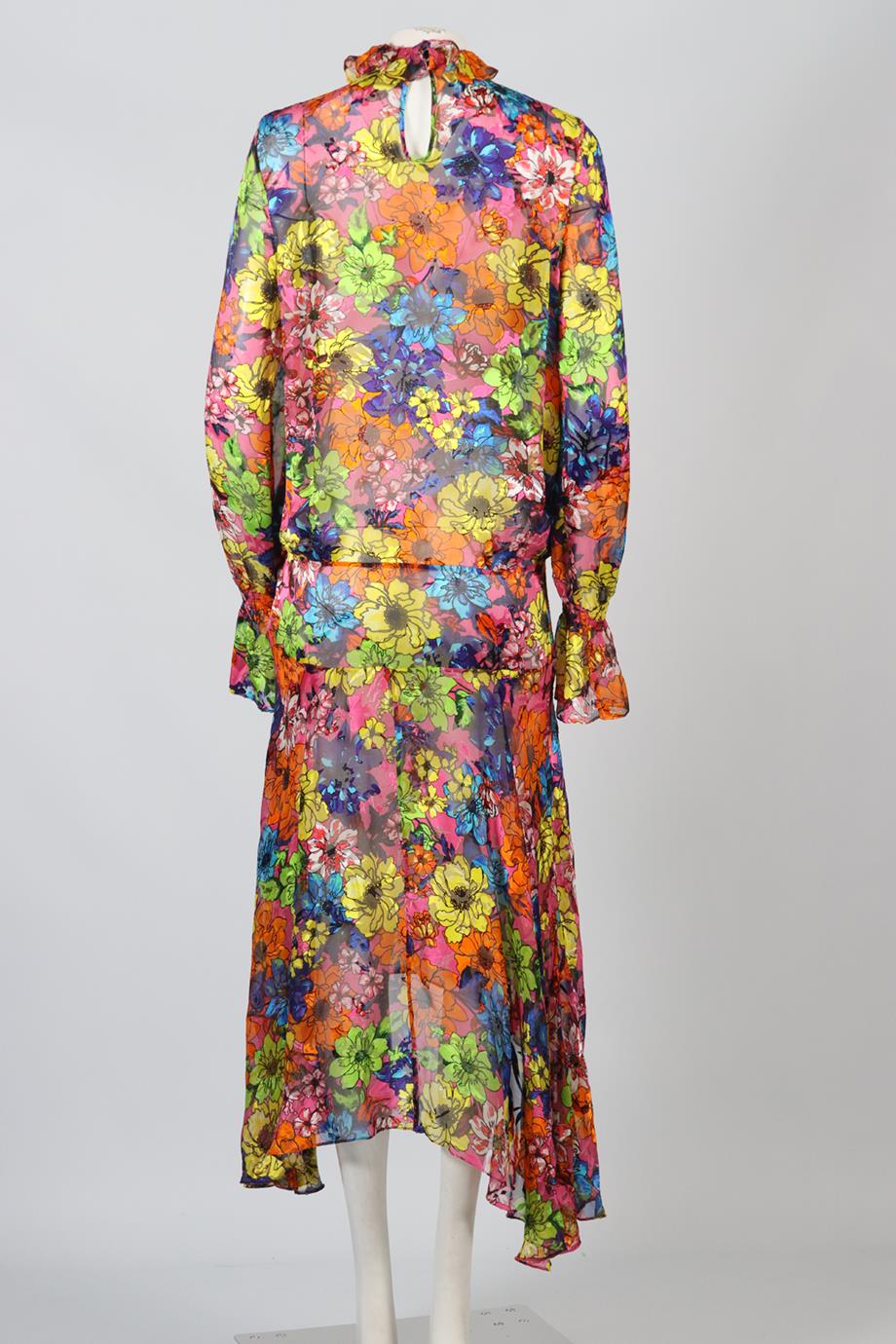 PREEN BY THORNTON BREGAZZI FLORAL PRINT SATIN MAXI DRESS MEDIUM - Image 4