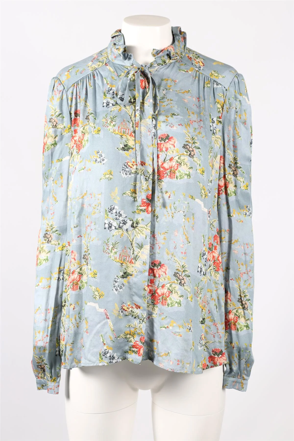 PREEN BY THORNTON BREGAZZI MULTICOLOURED FLORAL PRINT CREPE SHIRT MEDIUM - Image 2