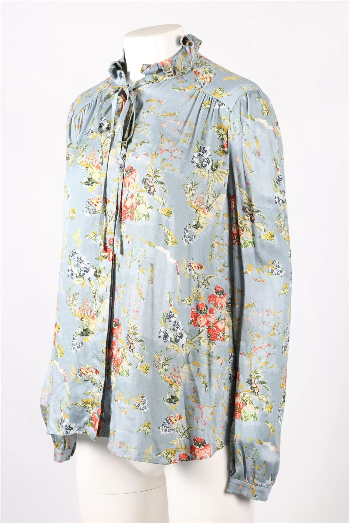 PREEN BY THORNTON BREGAZZI MULTICOLOURED FLORAL PRINT CREPE SHIRT MEDIUM - Image 3
