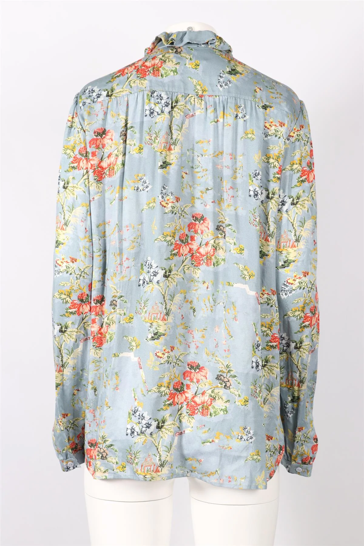 PREEN BY THORNTON BREGAZZI MULTICOLOURED FLORAL PRINT CREPE SHIRT MEDIUM - Image 4