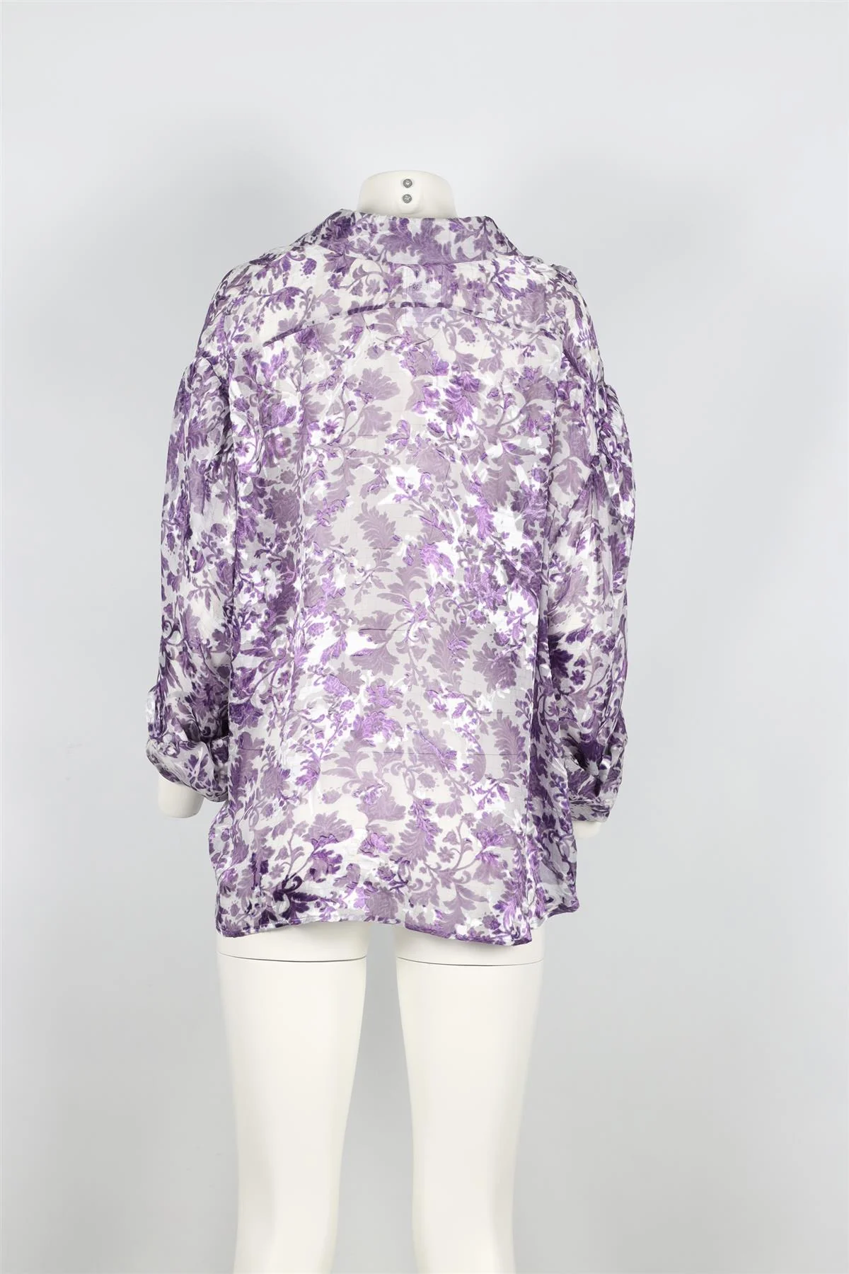 PREEN BY THORNTON BREGAZZI PURPLE AND WHITE SILK BLEND SHIRT SMALL - Image 4