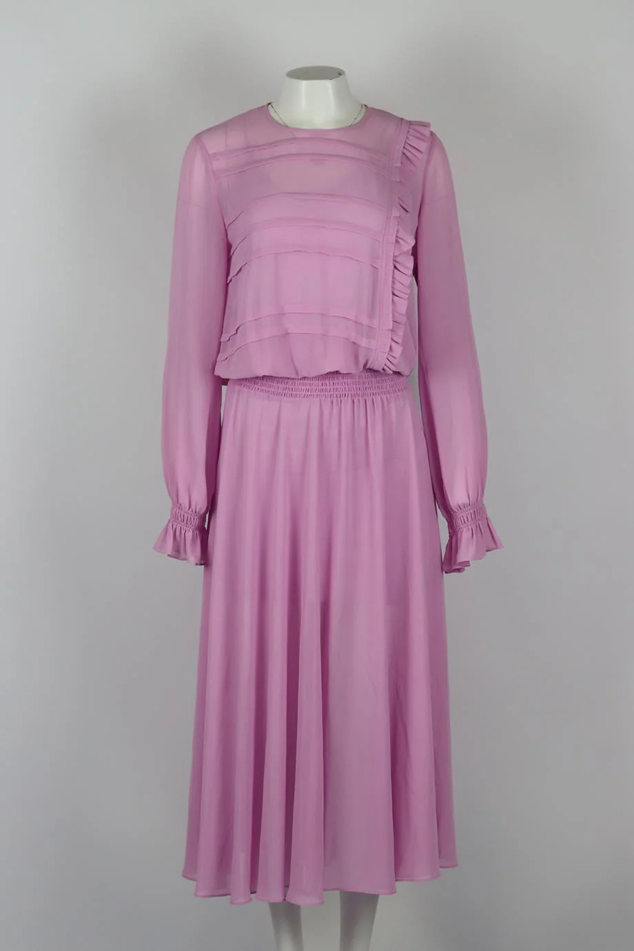 PREEN LINE BY THORNTON BREGAZZI SMOCKED CHIFFON MIDI DRESS MEDIUM - Image 2