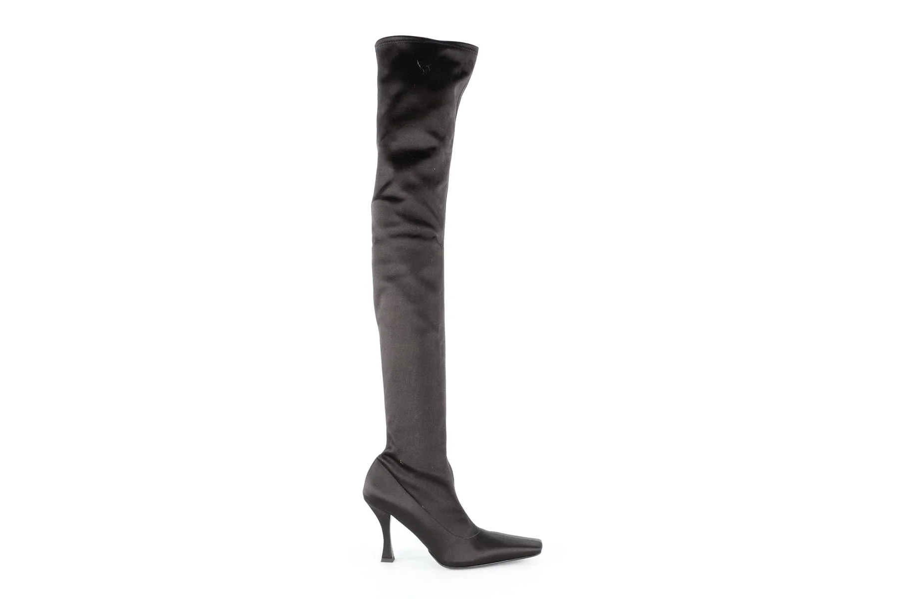 PROENZA SCHOULER BLACK SATIN OVER THE KNEE BOOTS EU 38.5 UK 5.5 US 8.5 - Image 2