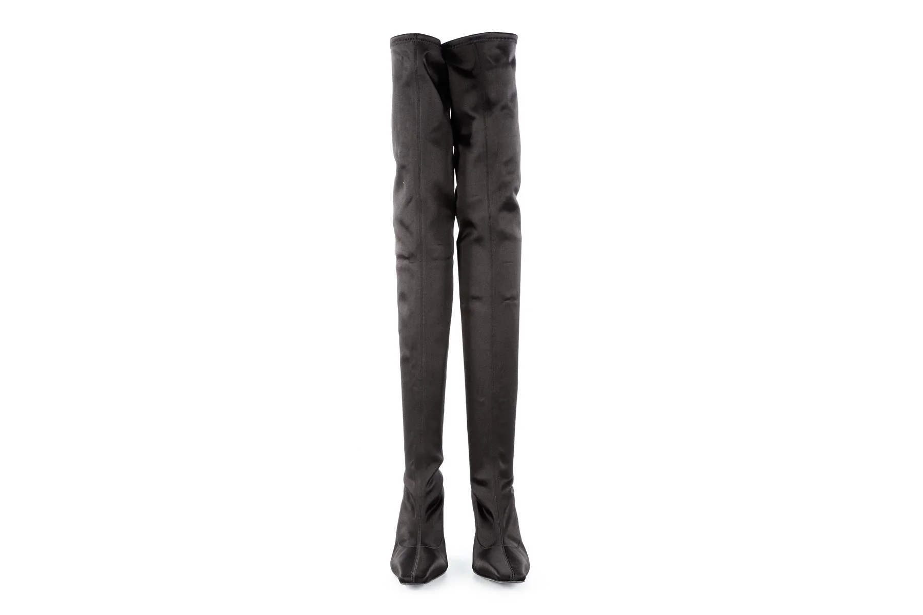 PROENZA SCHOULER BLACK SATIN OVER THE KNEE BOOTS EU 38.5 UK 5.5 US 8.5 - Image 3