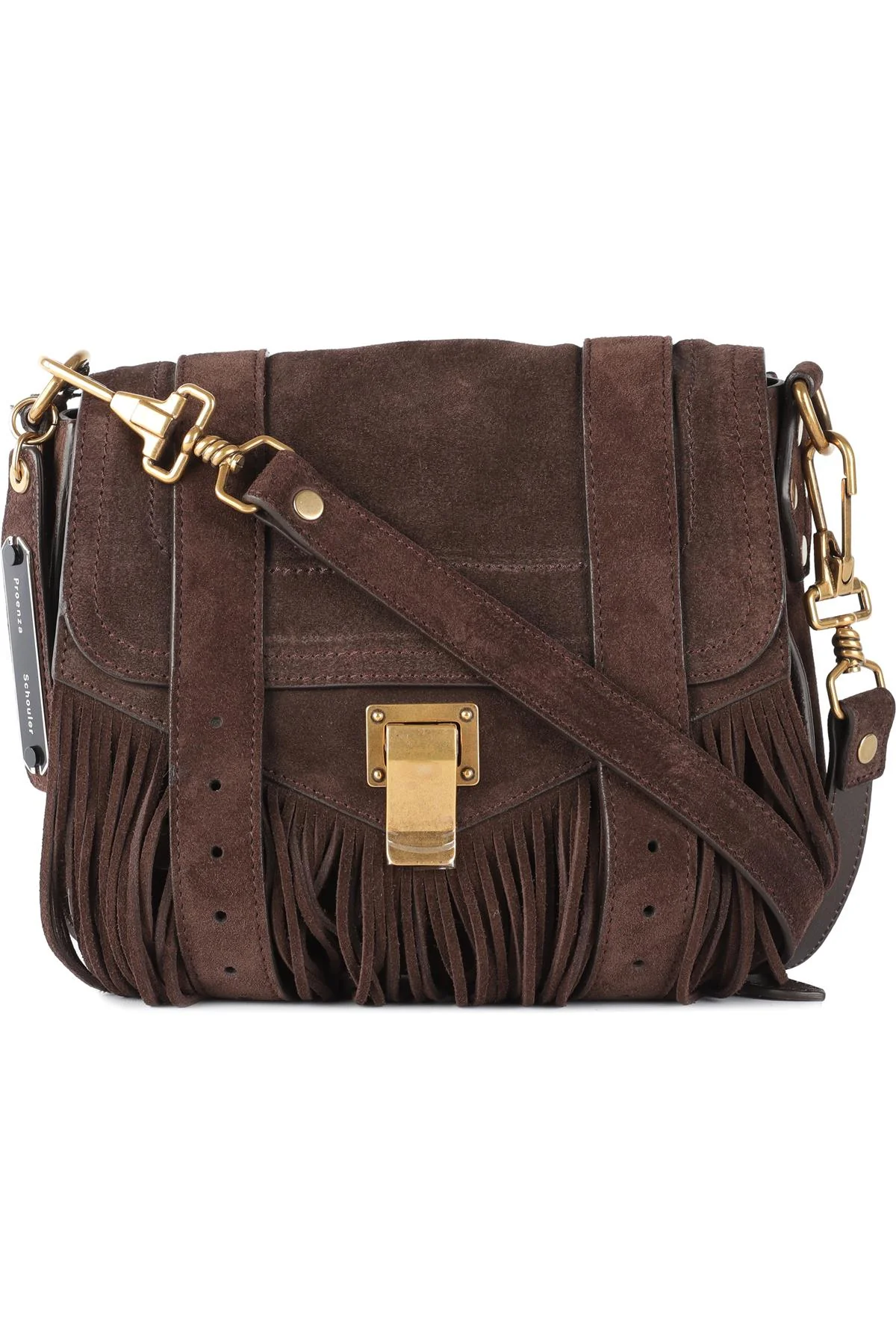 PROENZA SCHOULER BROWN PS1 SMALL SUEDE SHOULDER BAG