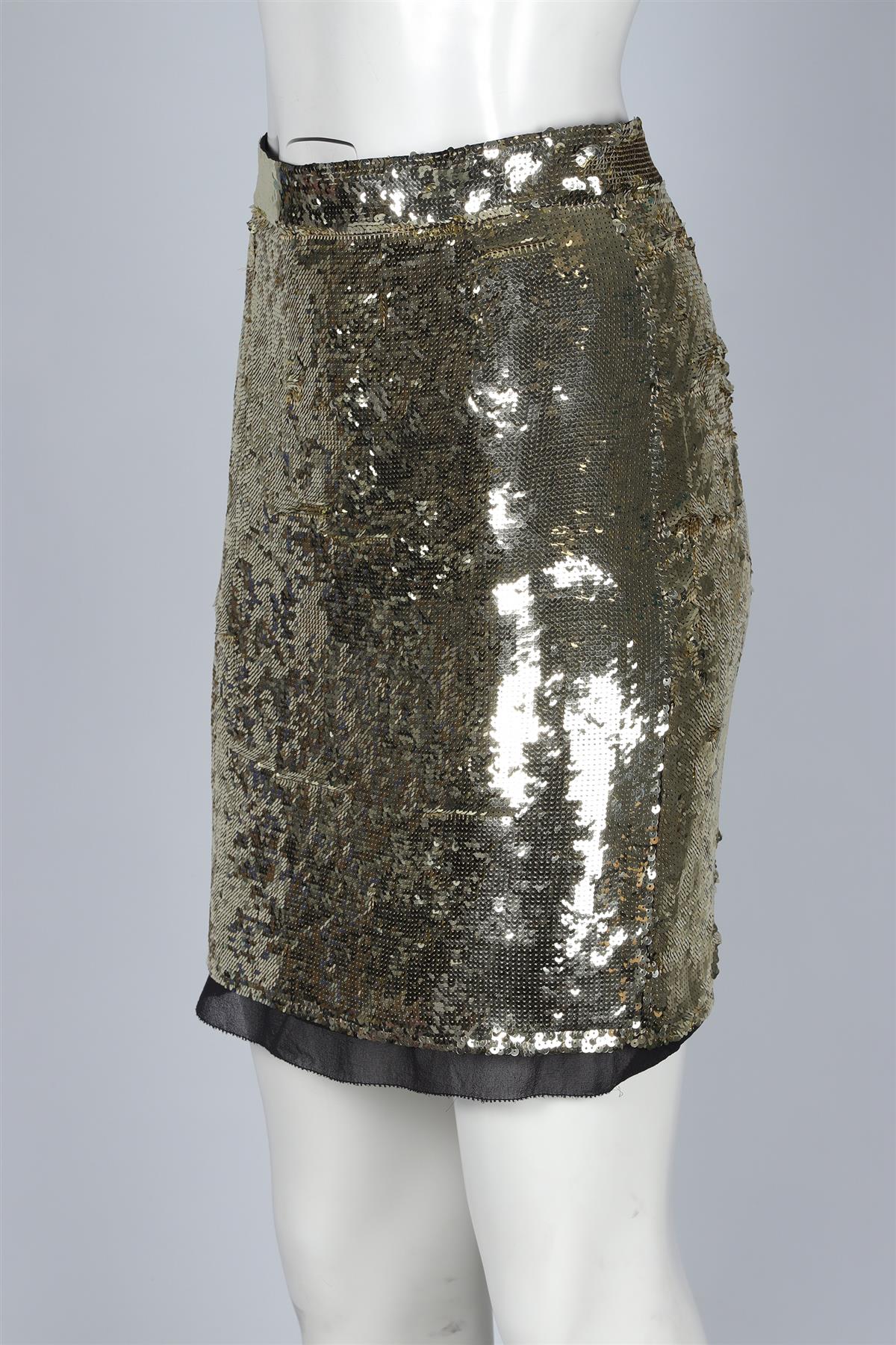 PROENZA SCHOULER GOLD SEQUIN MINI SKIRT US 2 UK 6 - Image 3