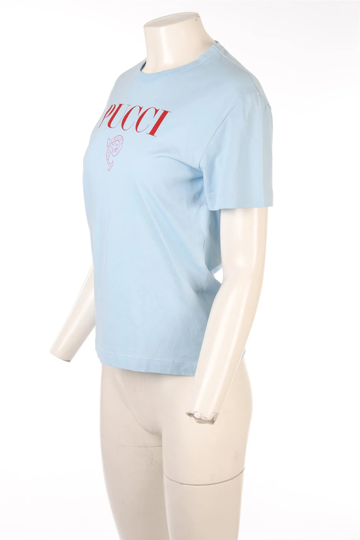 PUCCI BLUE COTTON T-SHIRT SMALL - Image 3