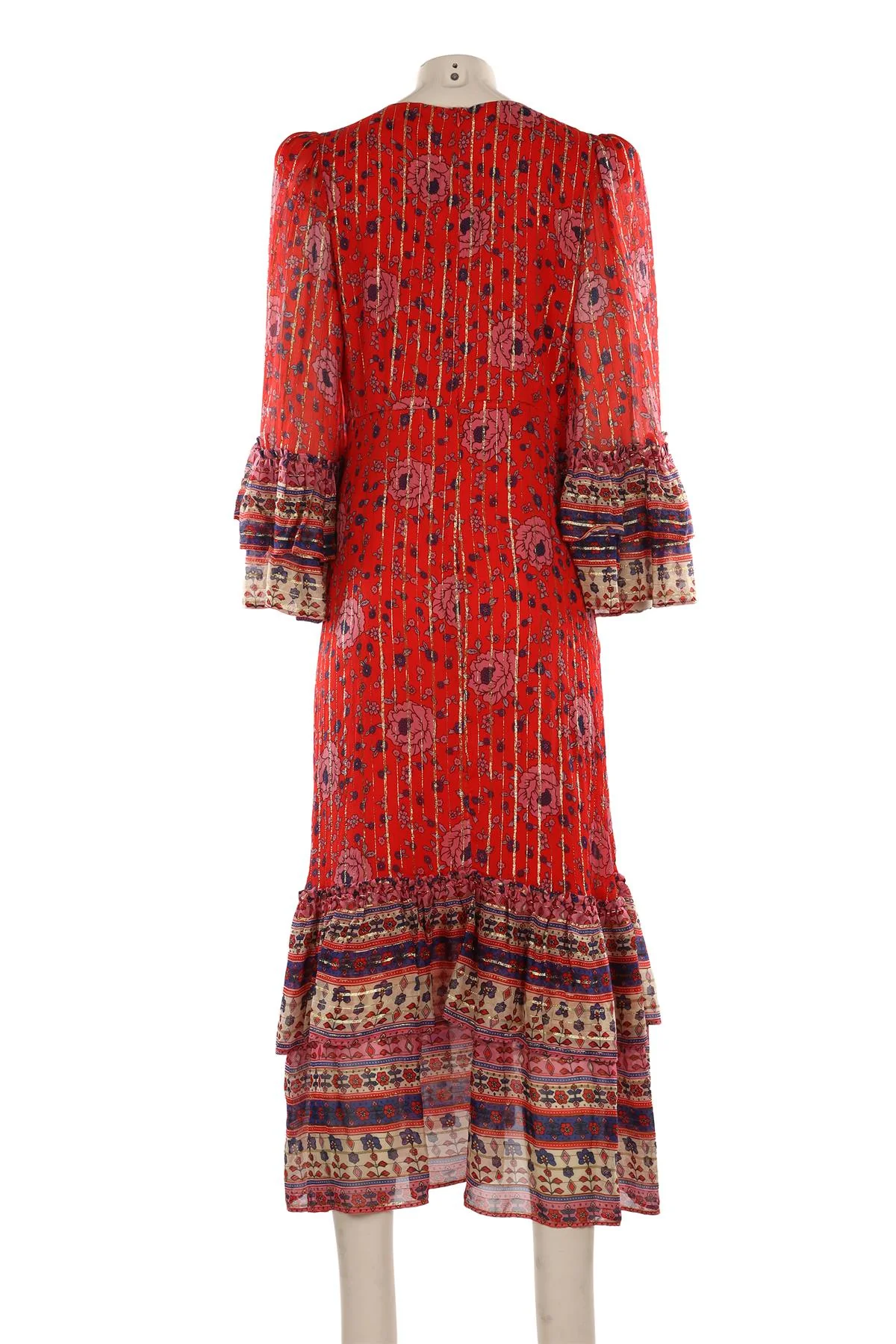 QUEENS OF ARCHIVE RED CREPE MAXI DRESS MEDIUM - Image 4