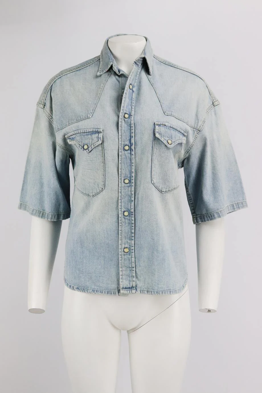 R13 DISTRESSED DENIM SHIRT SMALL - Image 2