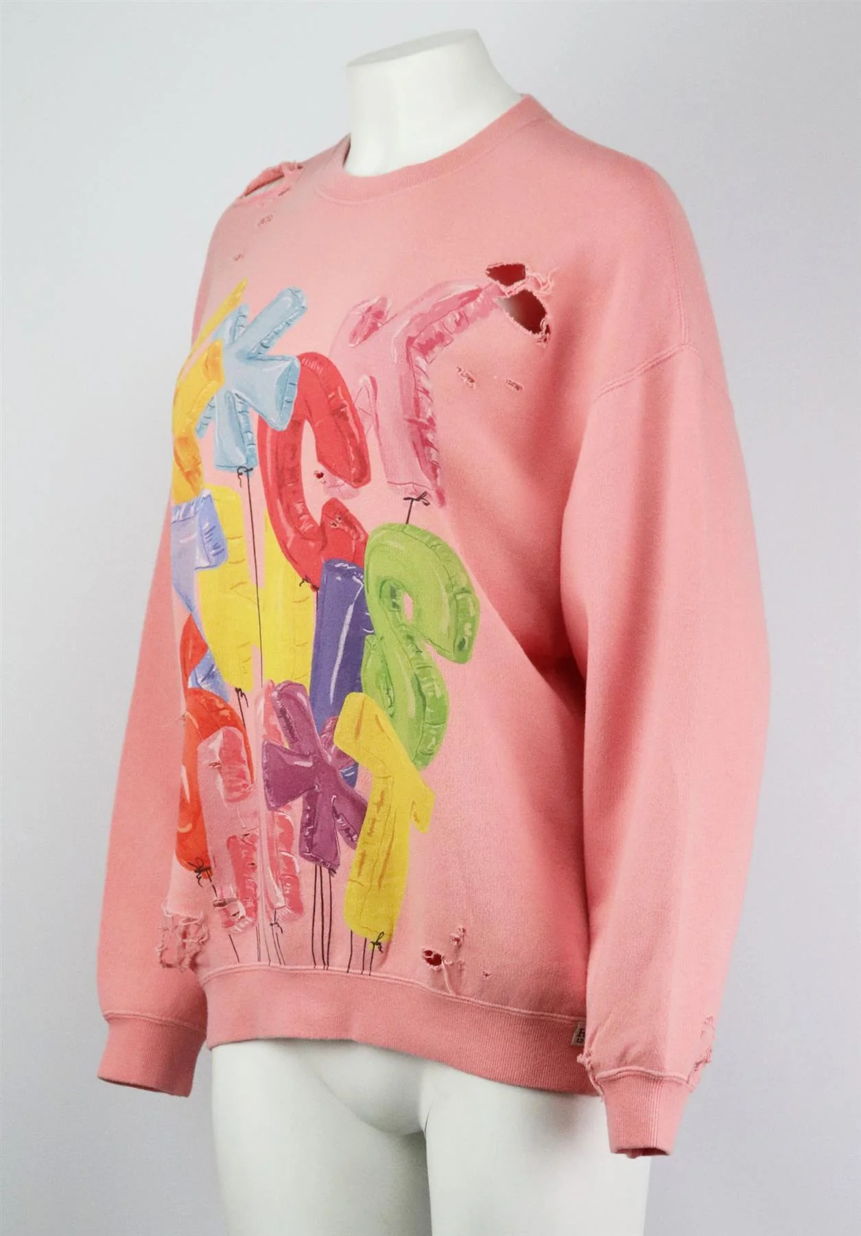 R13 DISTRESSED PRINTED COTTON TERRY SWEATSHIRT XSMALL - Image 3