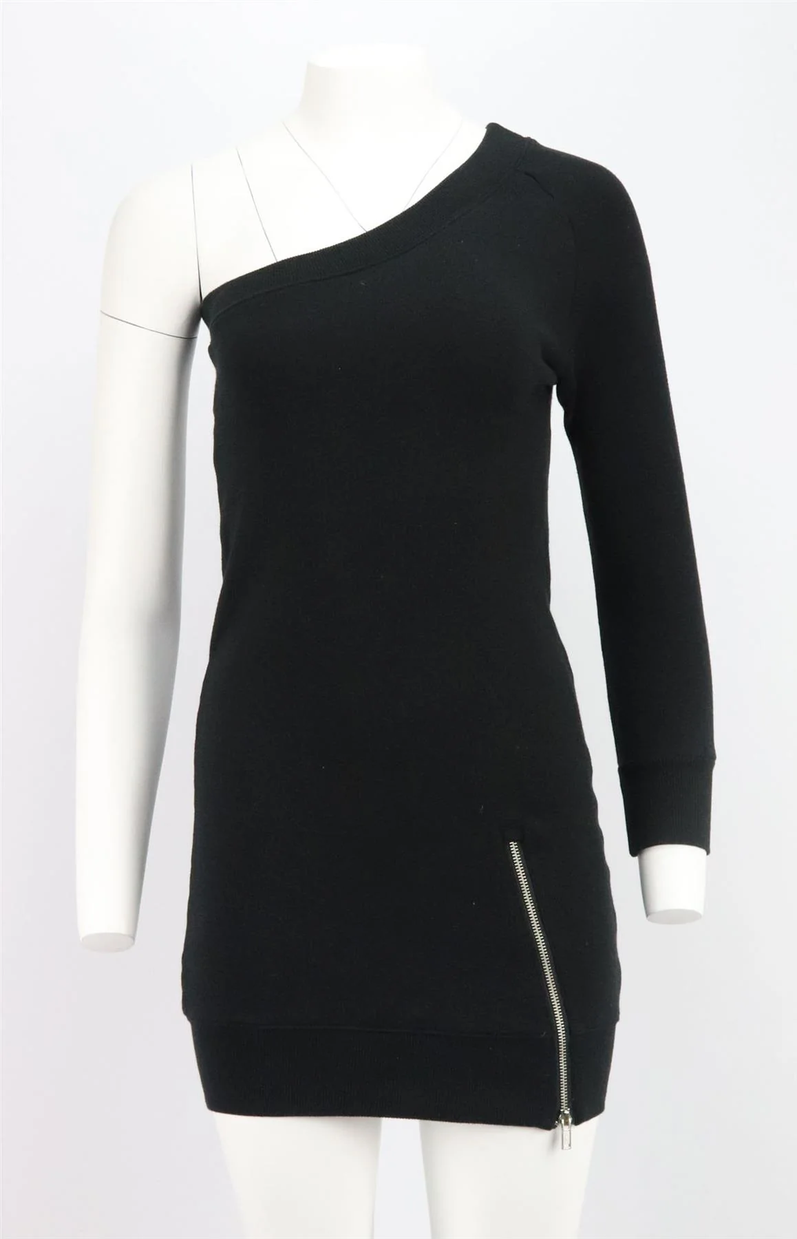 R13 ONE SHOULDER COTTON TERRY MINI DRESS XSMALL - Image 2