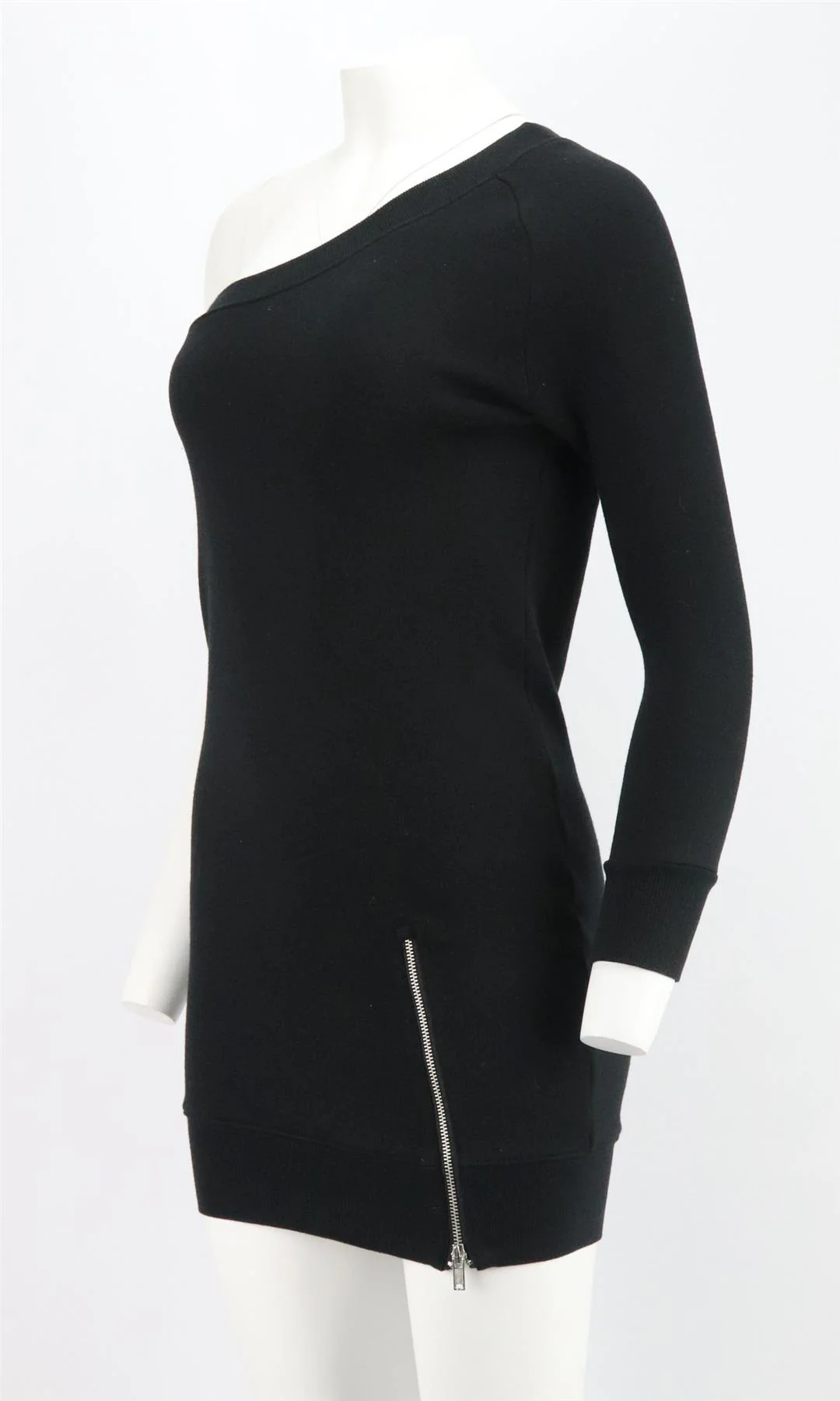 R13 ONE SHOULDER COTTON TERRY MINI DRESS XSMALL - Image 3