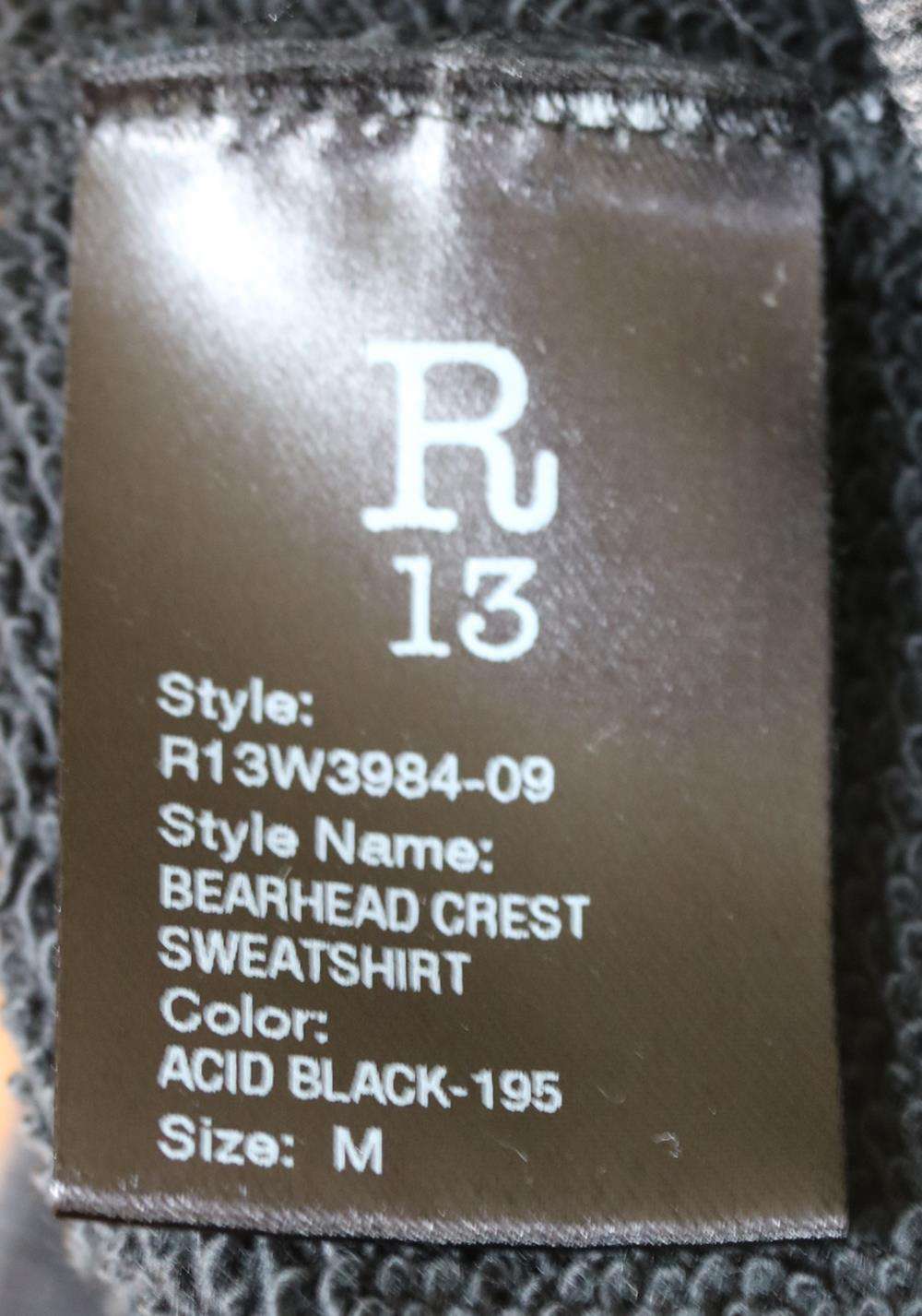 R13 OVERSIZED BEARHEAD CREST COTTON JERSEY SWEATSHIRT MEDIUM - Image 6